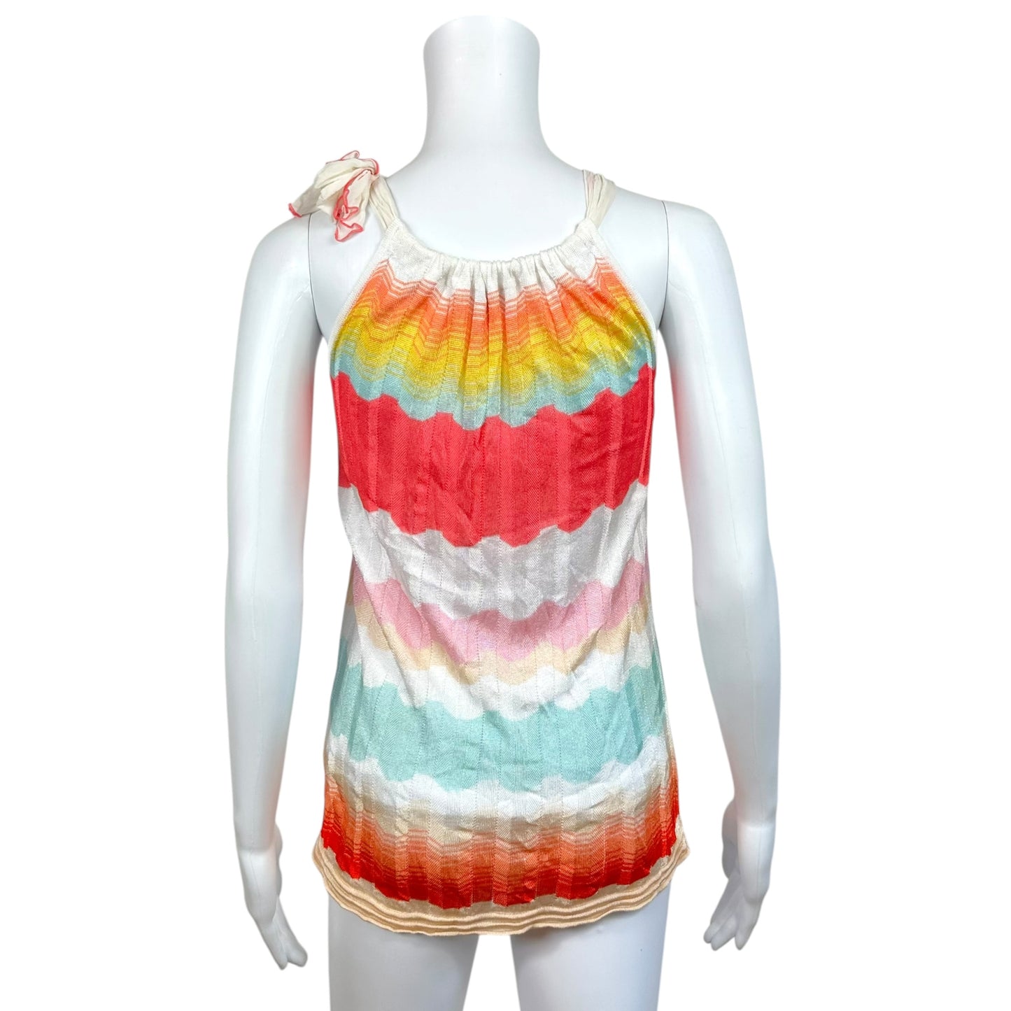 Missoni Multicolor Chevron Knit Tie Neck Halter Tank