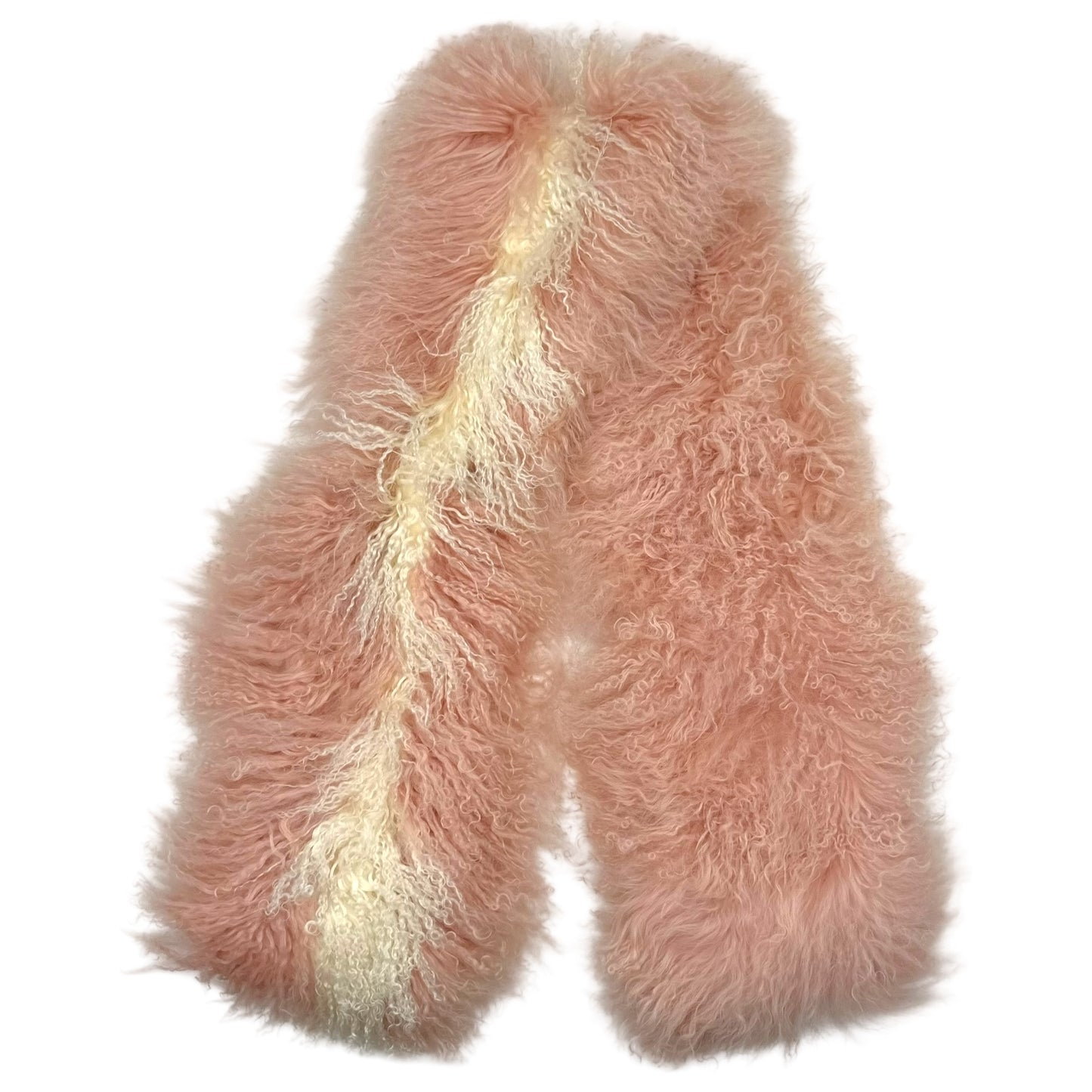 Fendi Pink & White Mongolian Sheep Fur Scarf