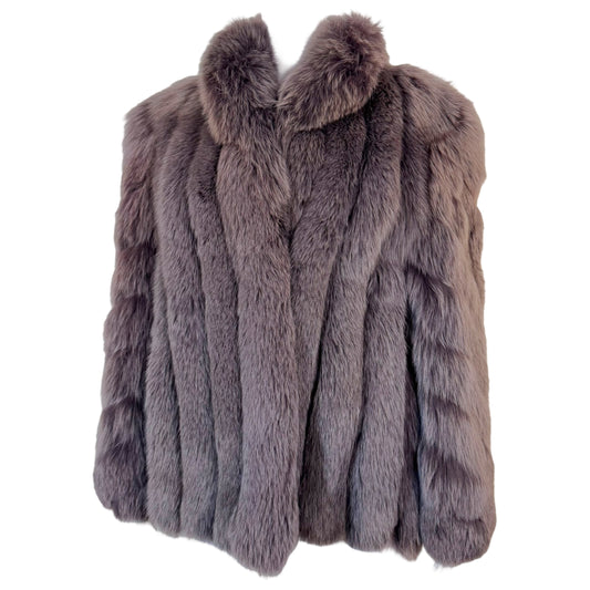 Saga Fox Purple Dyed Blue Fox Fur Coat