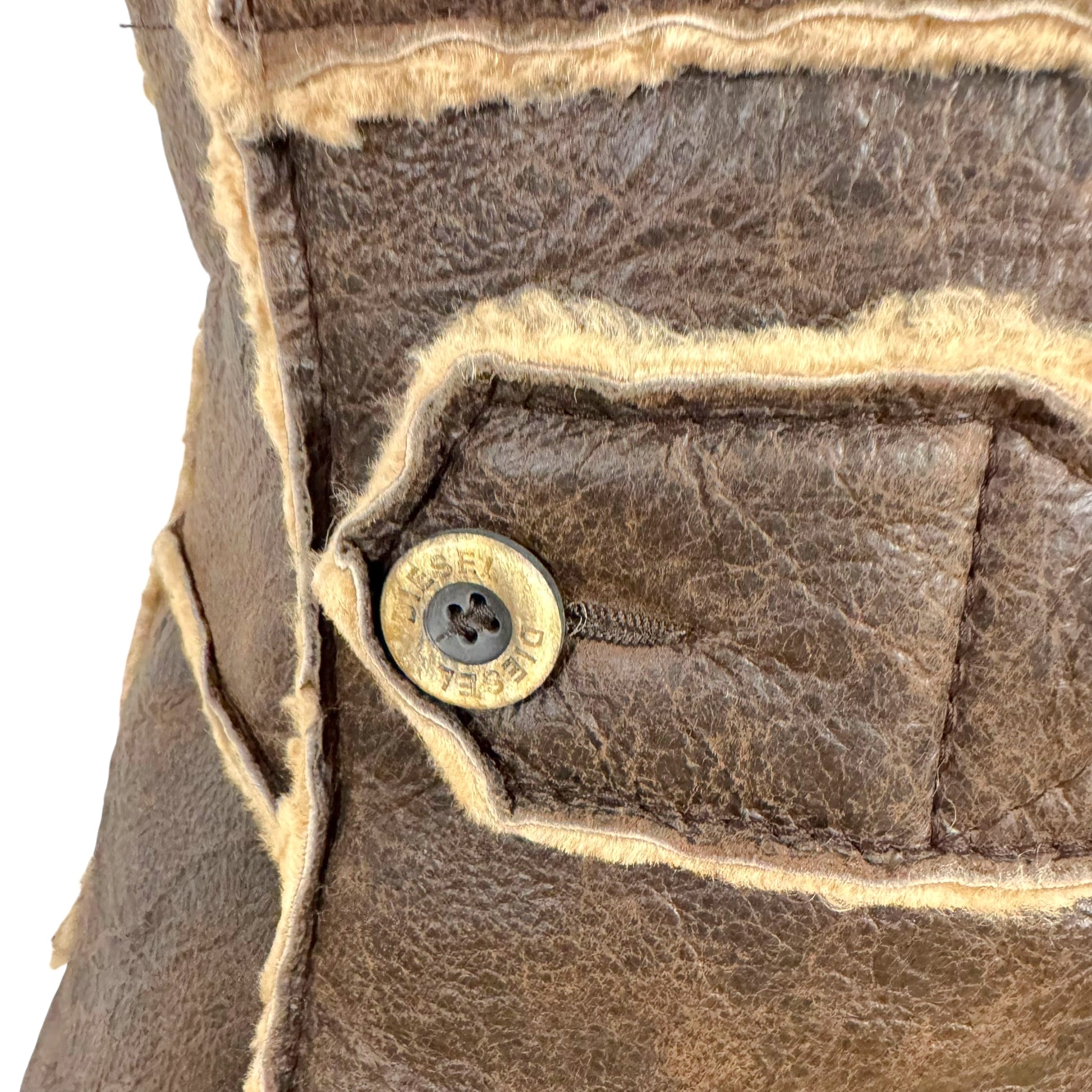 Diesel Brown Shearling Sleeveless Vest - Outfit Repeater