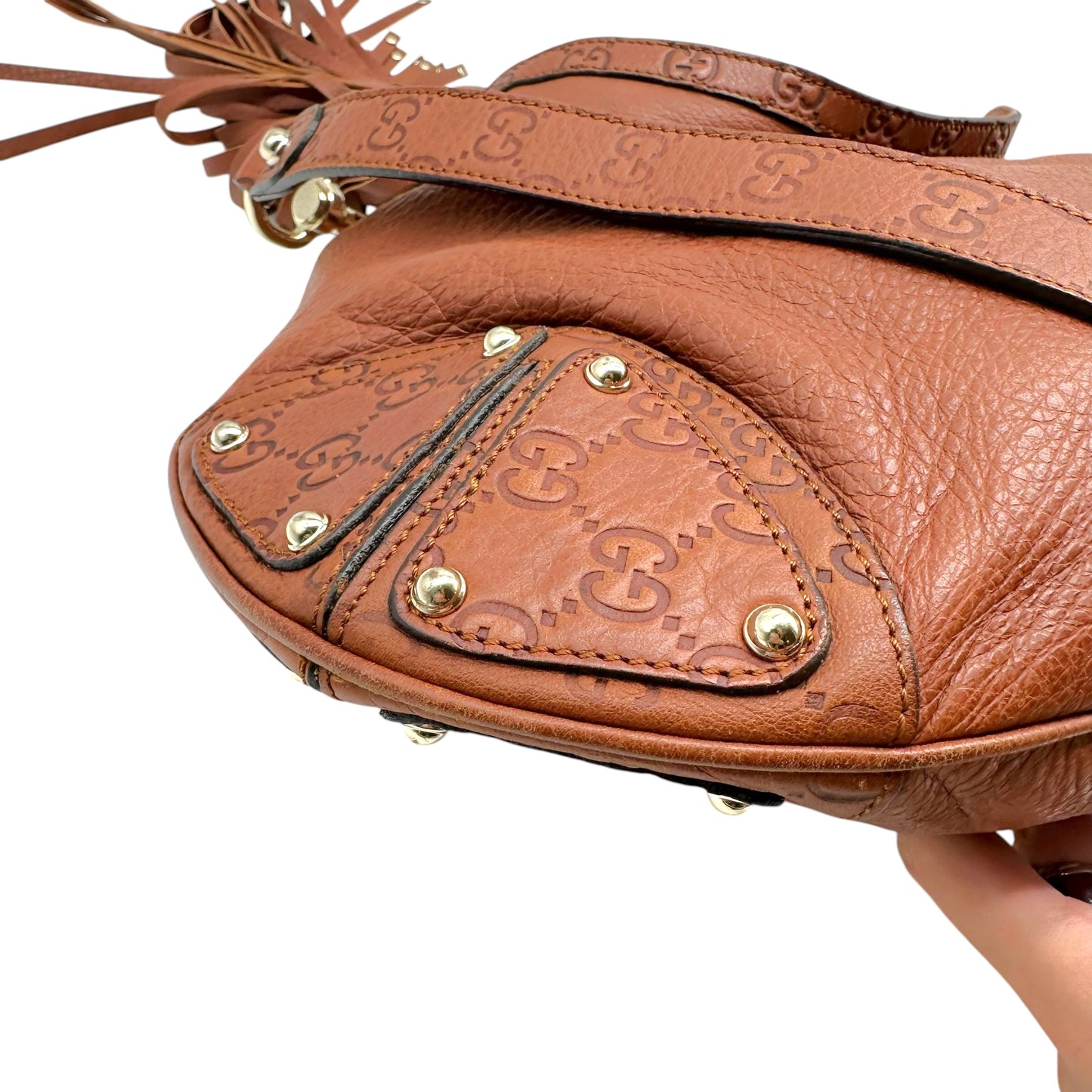 Gucci Brown Leather Guccissima Monogram Indy Bag