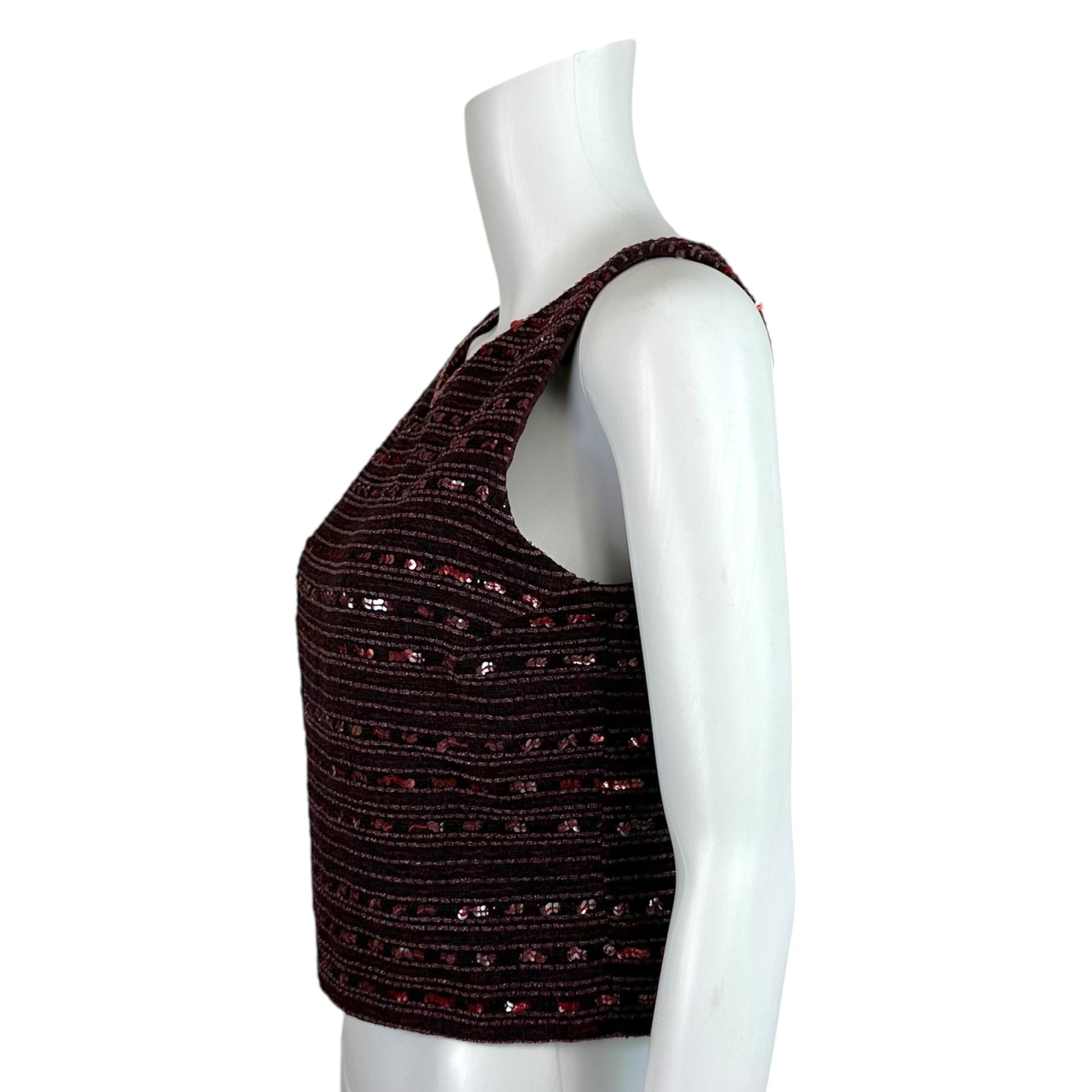 Chanel Tweed Top Pink Purple Sequin Embellished Fitted