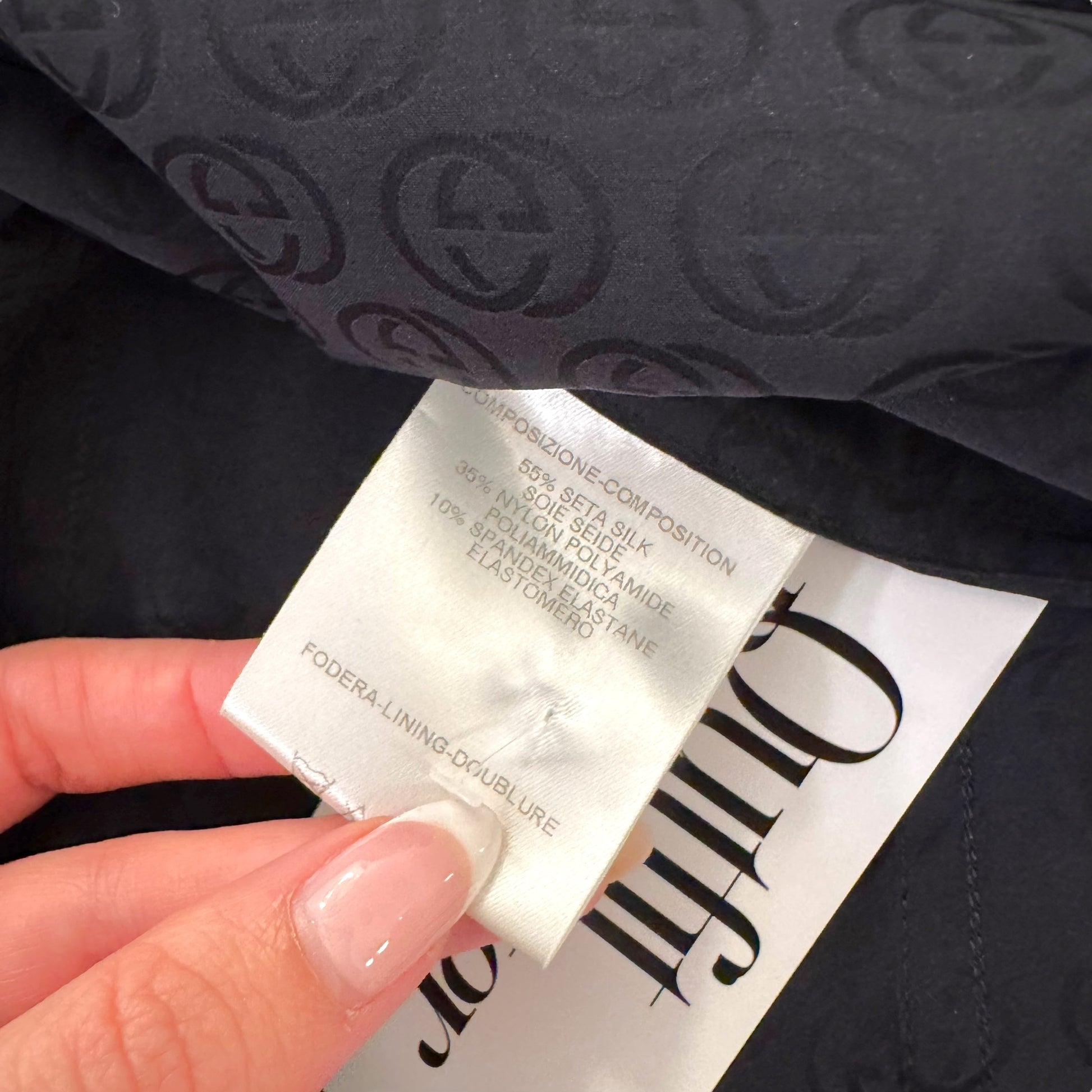 Gucci by Tom Ford F/W 2003 Black Logo Monogram Button Up Blouse - Outfit Repeater