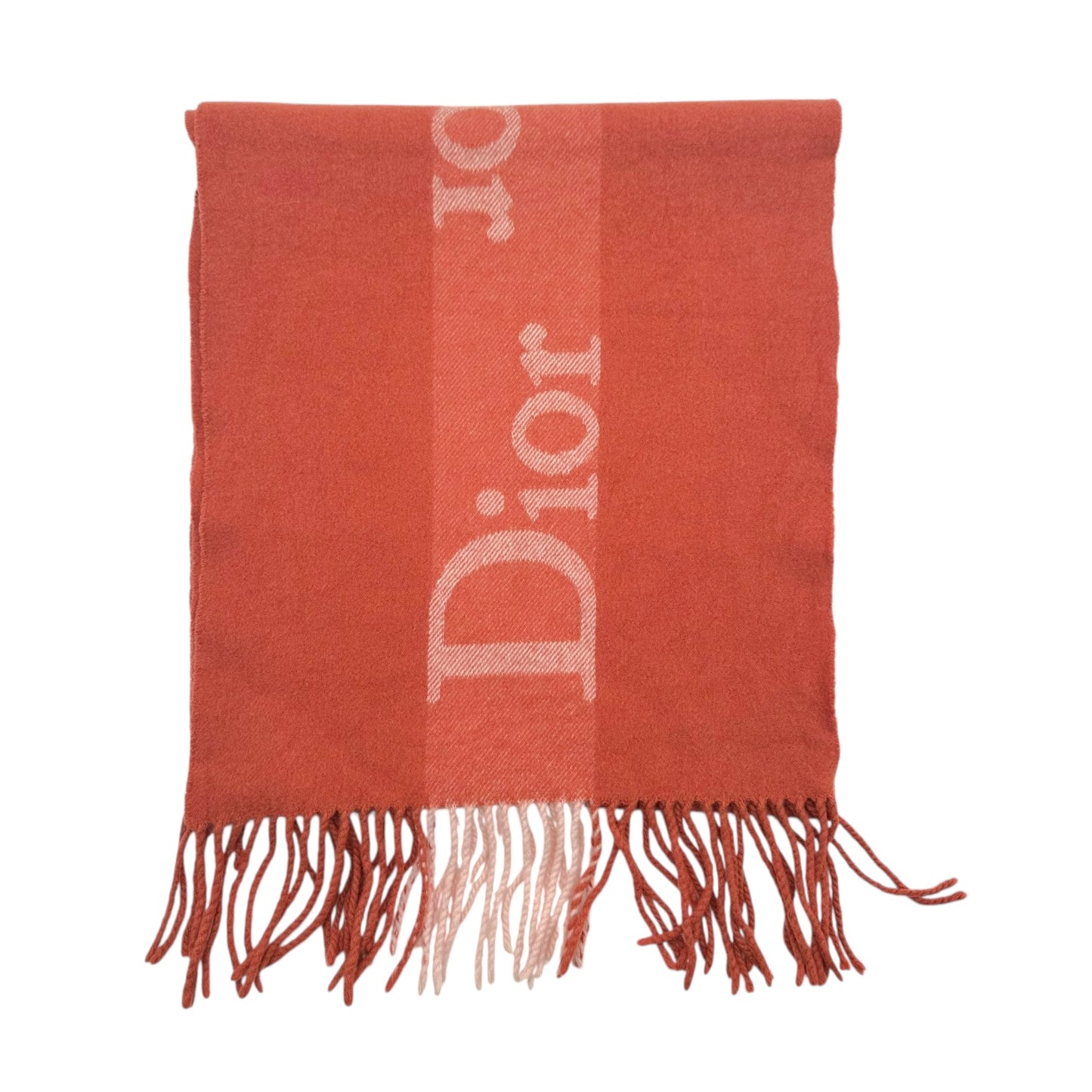Christian Dior Coral & Pink Cashmere Logo Scarf