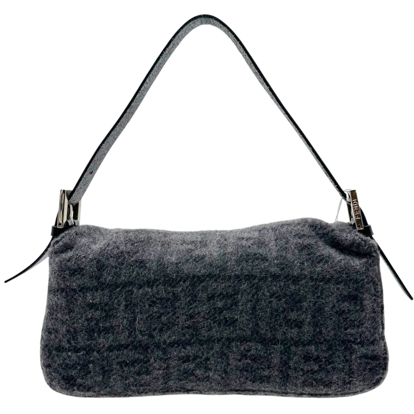 Fendi Baguette Bag Black Gray Zucca Cashmere Knit