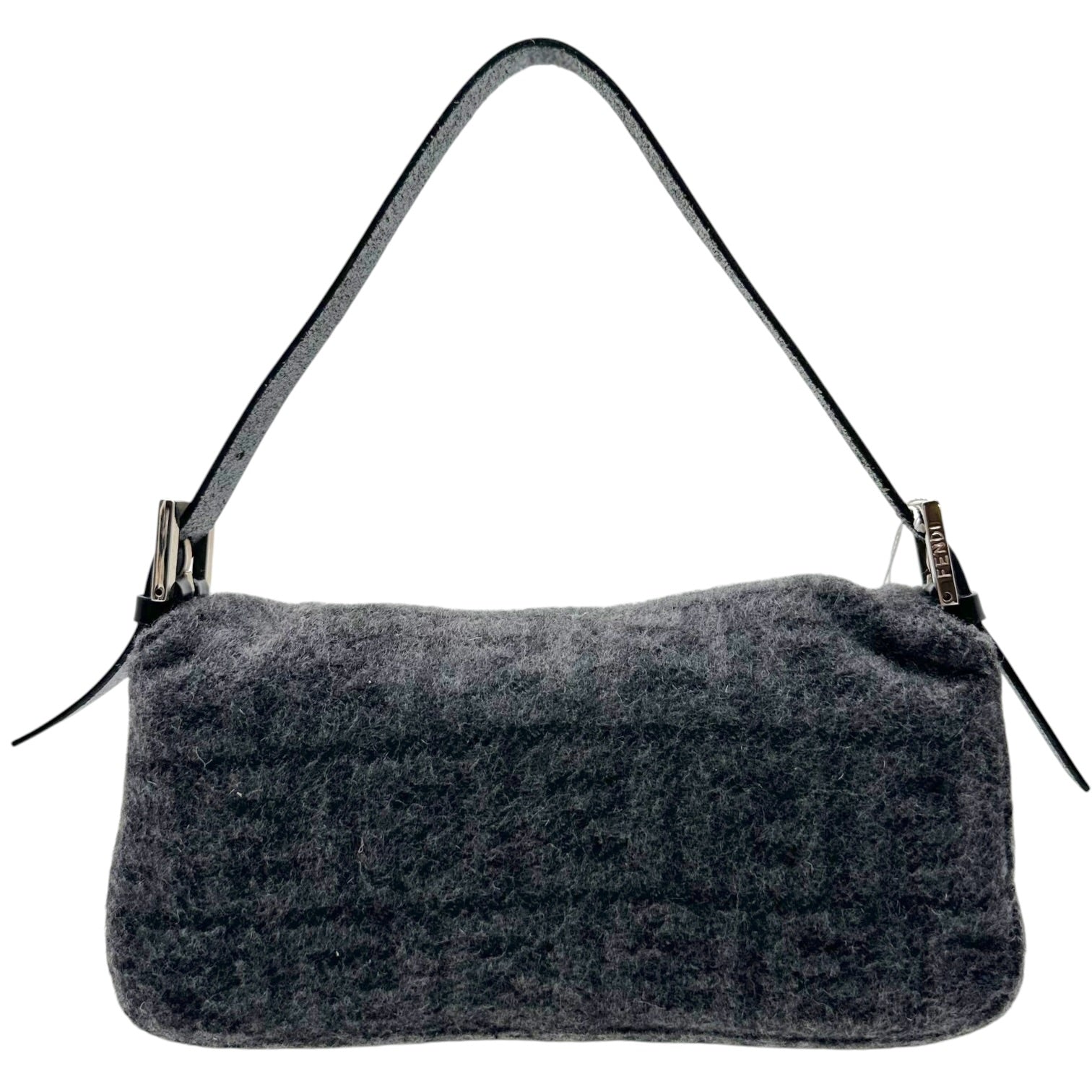 Fendi Baguette Bag Black Gray Zucca Cashmere Knit
