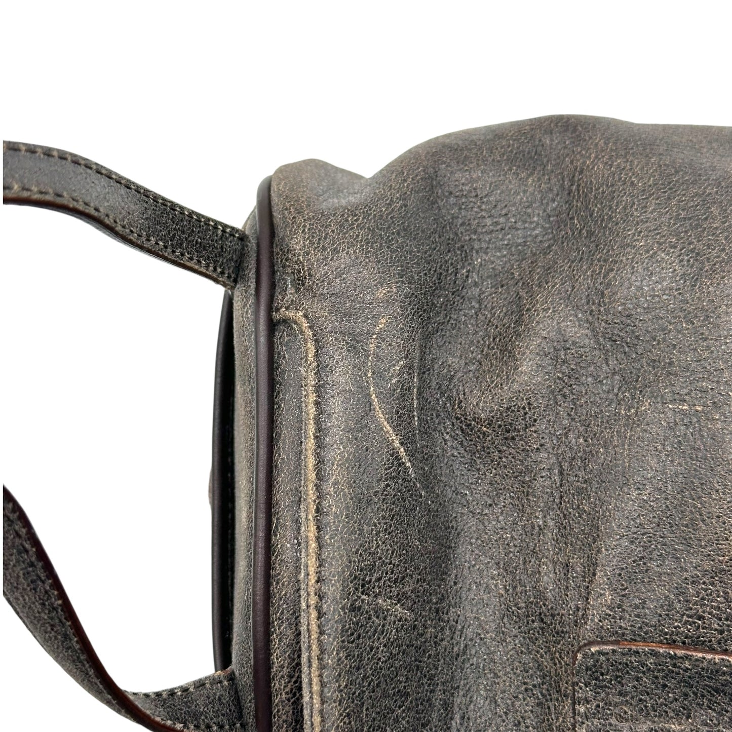 Christian Dior Brown Distressed Leather Small Bowler Bag