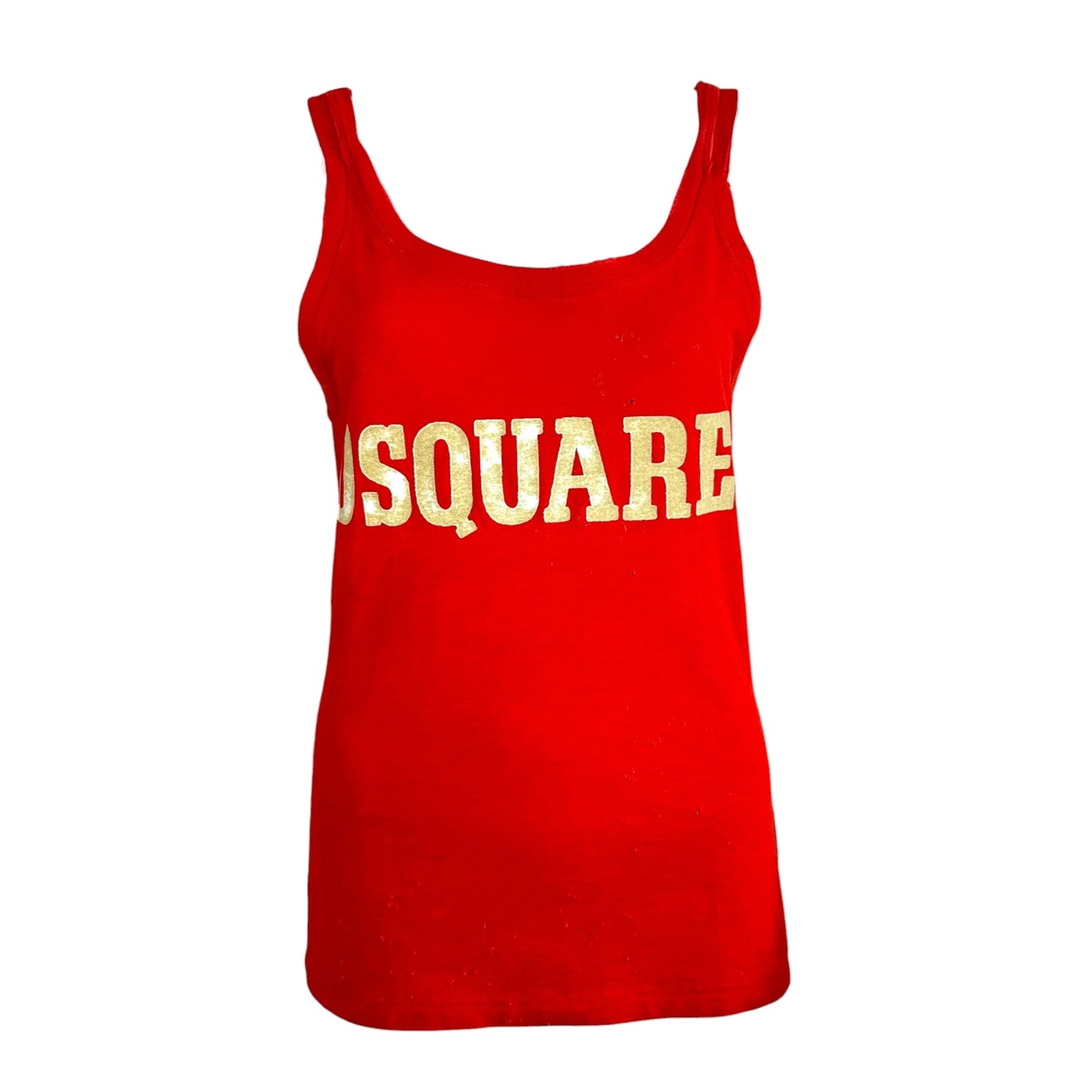 Dsquared2 Red Distressed Logo Tank Top