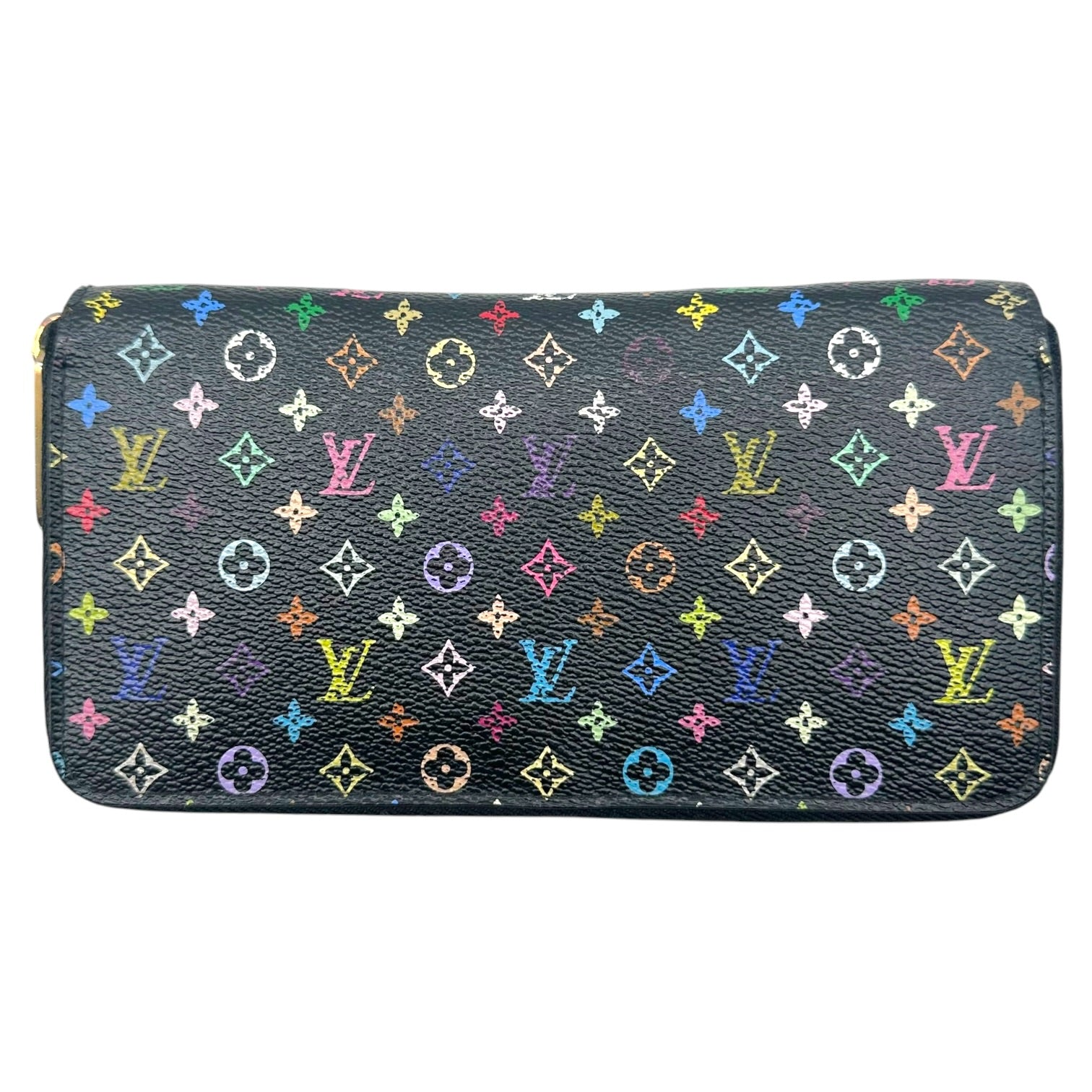 Louis Vuitton Long Zip Wallet Black Multicolor Murakami