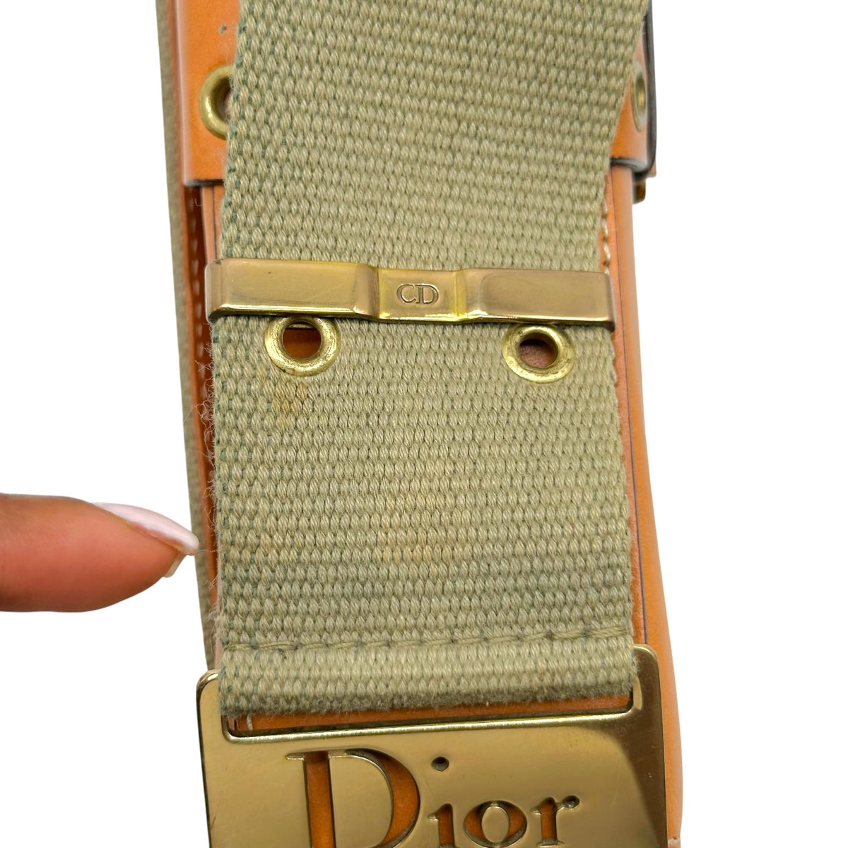 Christian Dior Canvas Tan Leather Columbus Shoulder Bag