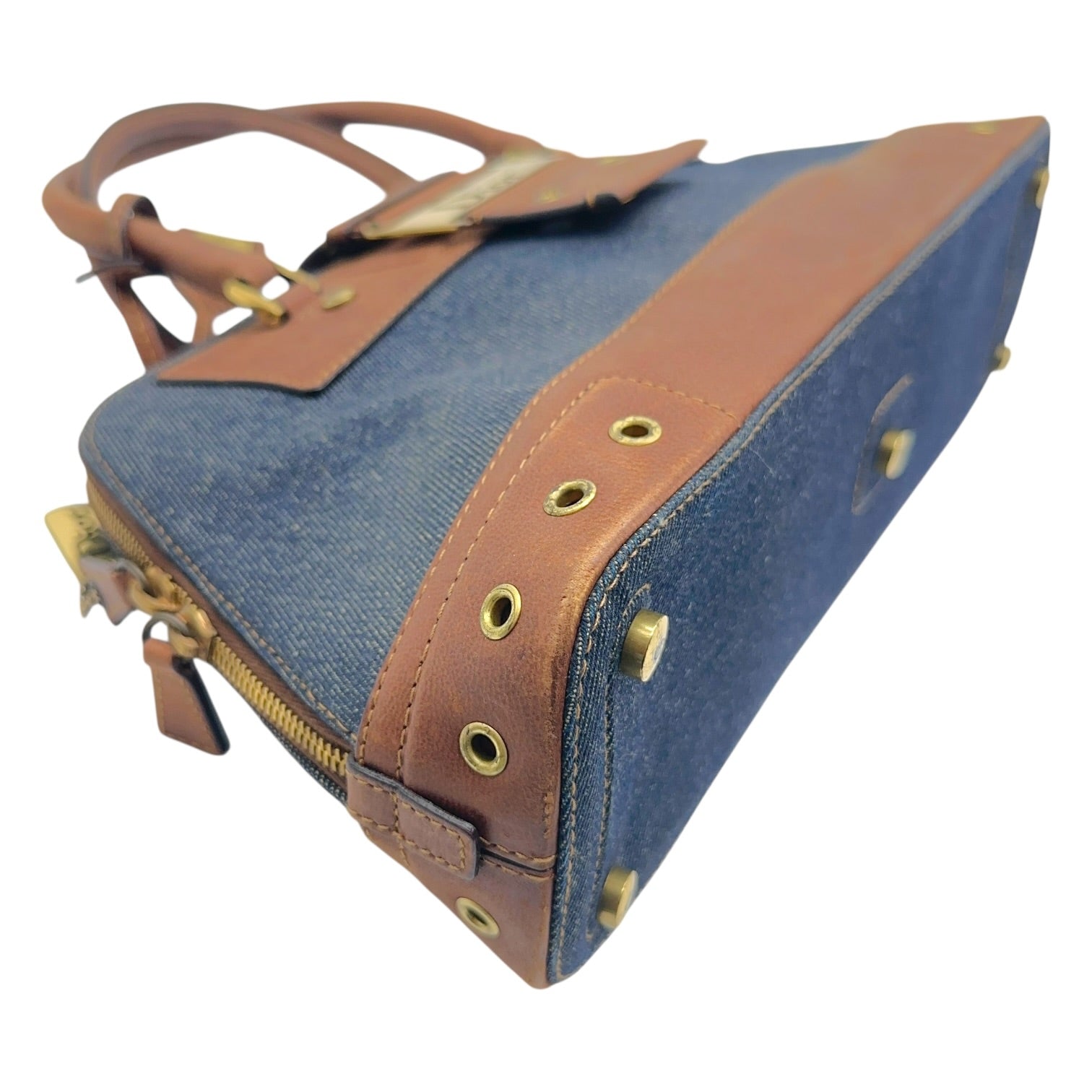 Christian Dior Denim Brown Leather Handbag