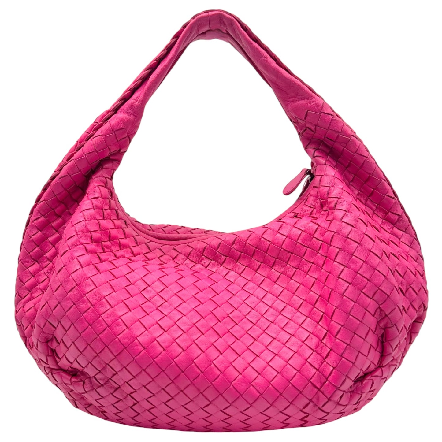 Bottega Veneta Hobo Bag Bright Pink Intrecciato Leather