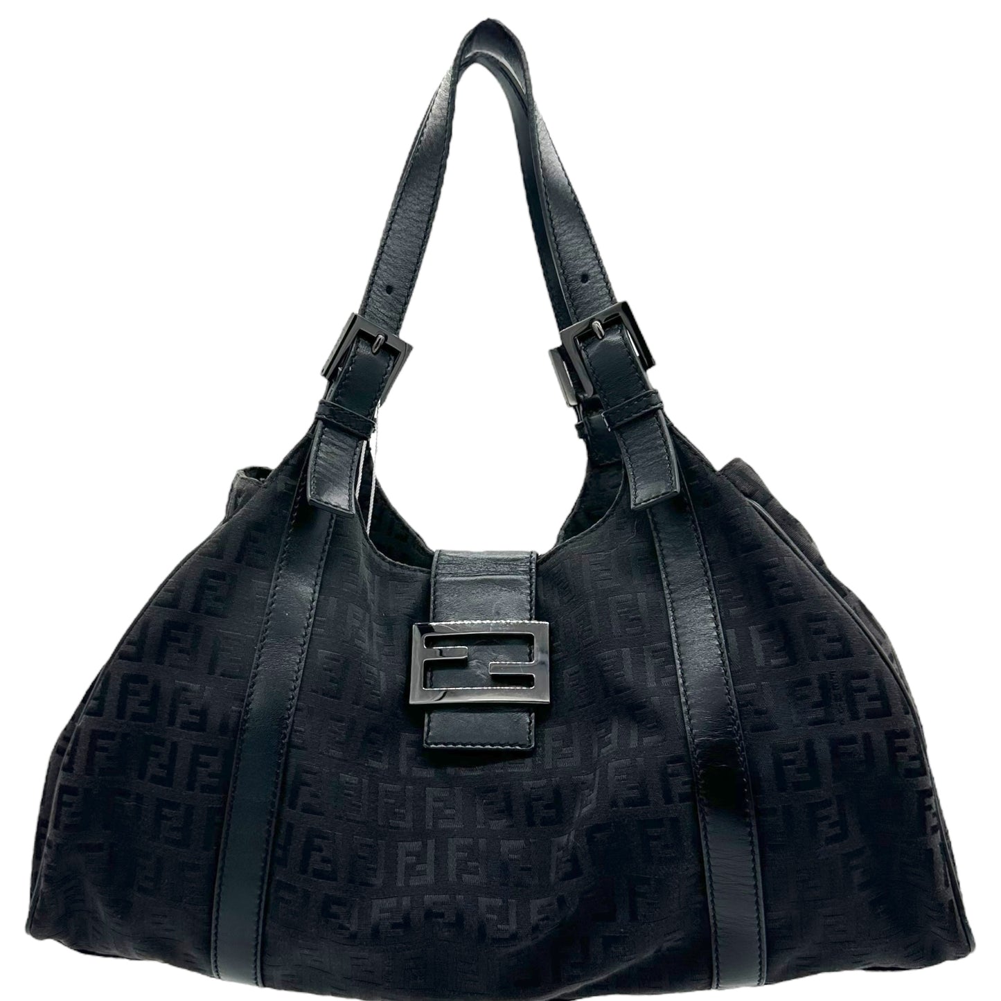 Fendi Black Zucchino Monogram Shoulder Bag