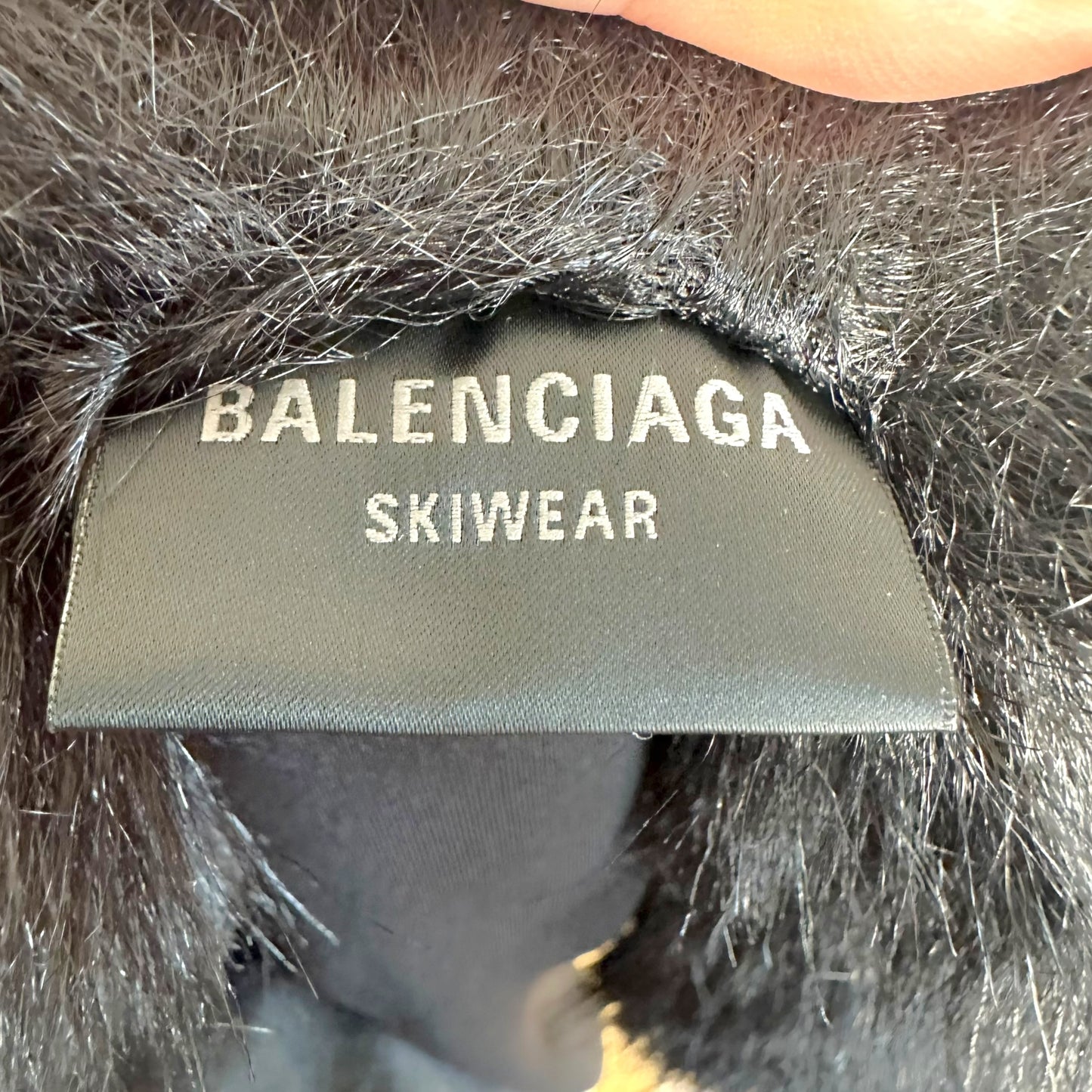 Balenciaga 2025 Black Faux Fur Pom-Pom Track Jacket