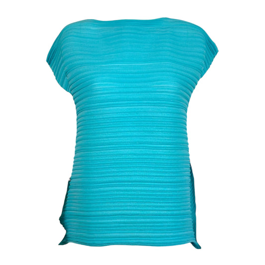 Issey Miyake Pleats Please Turquoise Blue Pleated Blouse