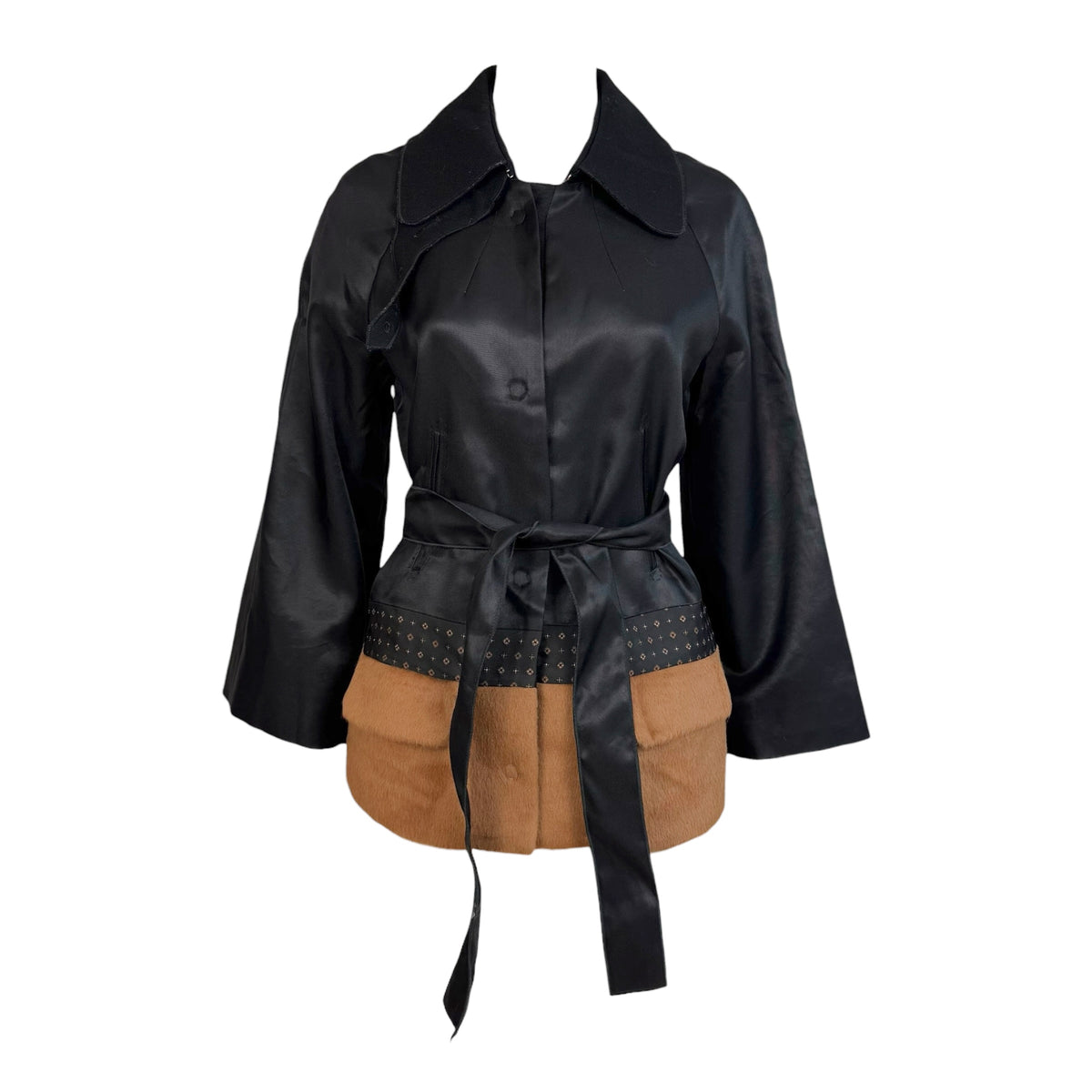 Dolce & Gabbana Patchwork Belted Jacket Black Brown