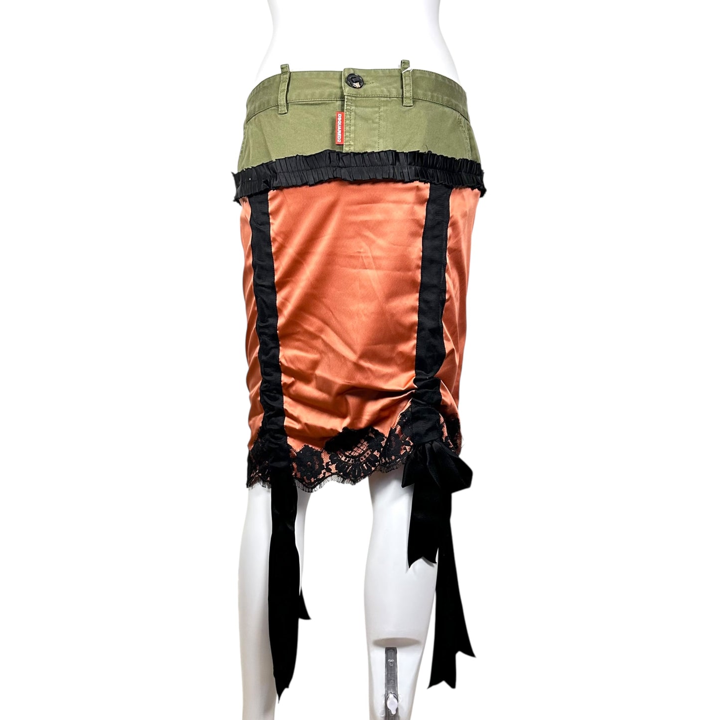 Dsquared2 F/W 2023 Runway Sample Green & Pink Garter Skirt