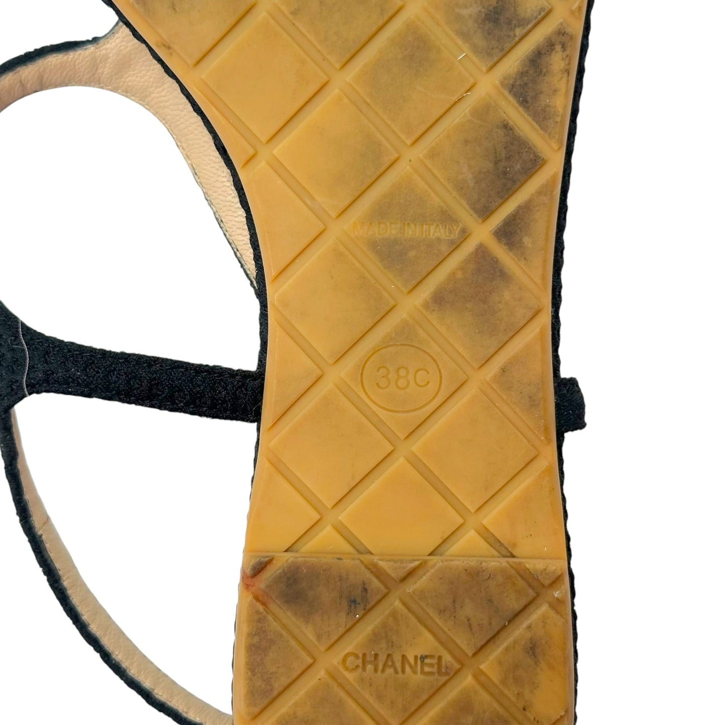Chanel Black & White CC Logo Flat Thong Sandals