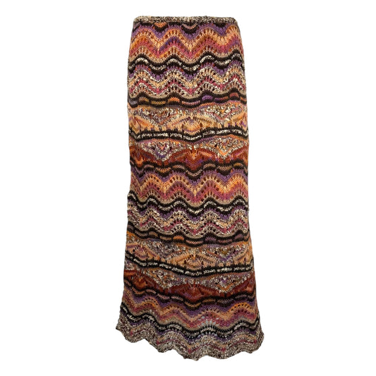 Missoni Pink Multicolor Thick Chevron Knit Maxi Skirt
