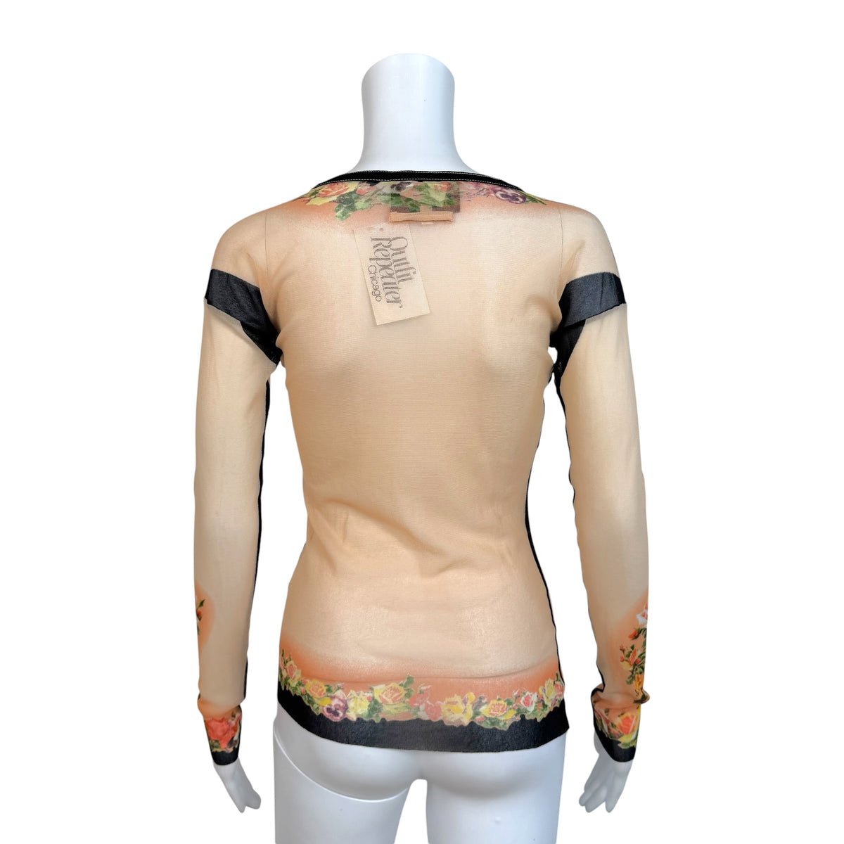 Jean Paul Gaultier Floral Print Mesh Long Sleeve Top