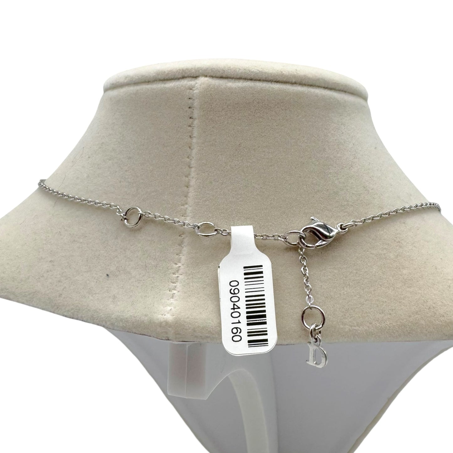 Christian Dior Silver Crystal Triple Logo Charm Necklace
