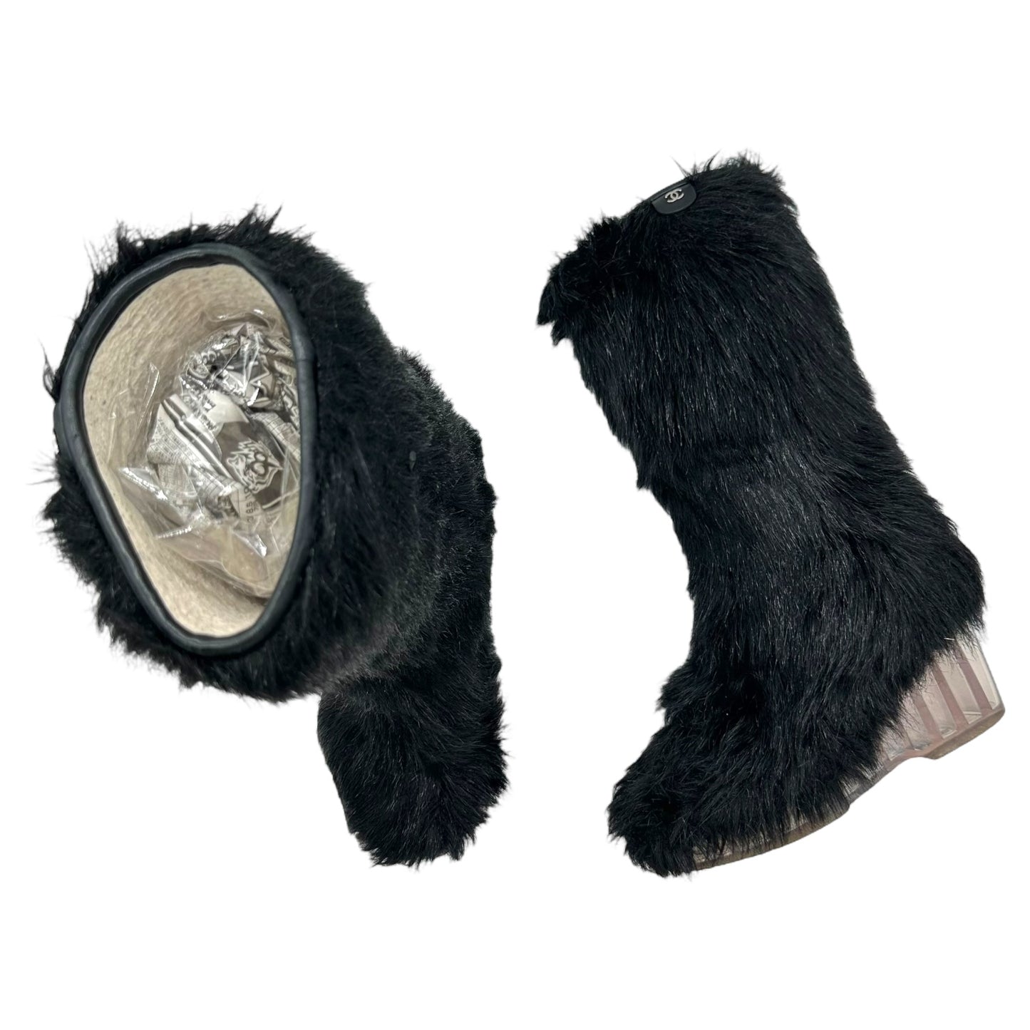 Chanel 'Fantasy Fur' Faux Fur Wedge Heel Boots