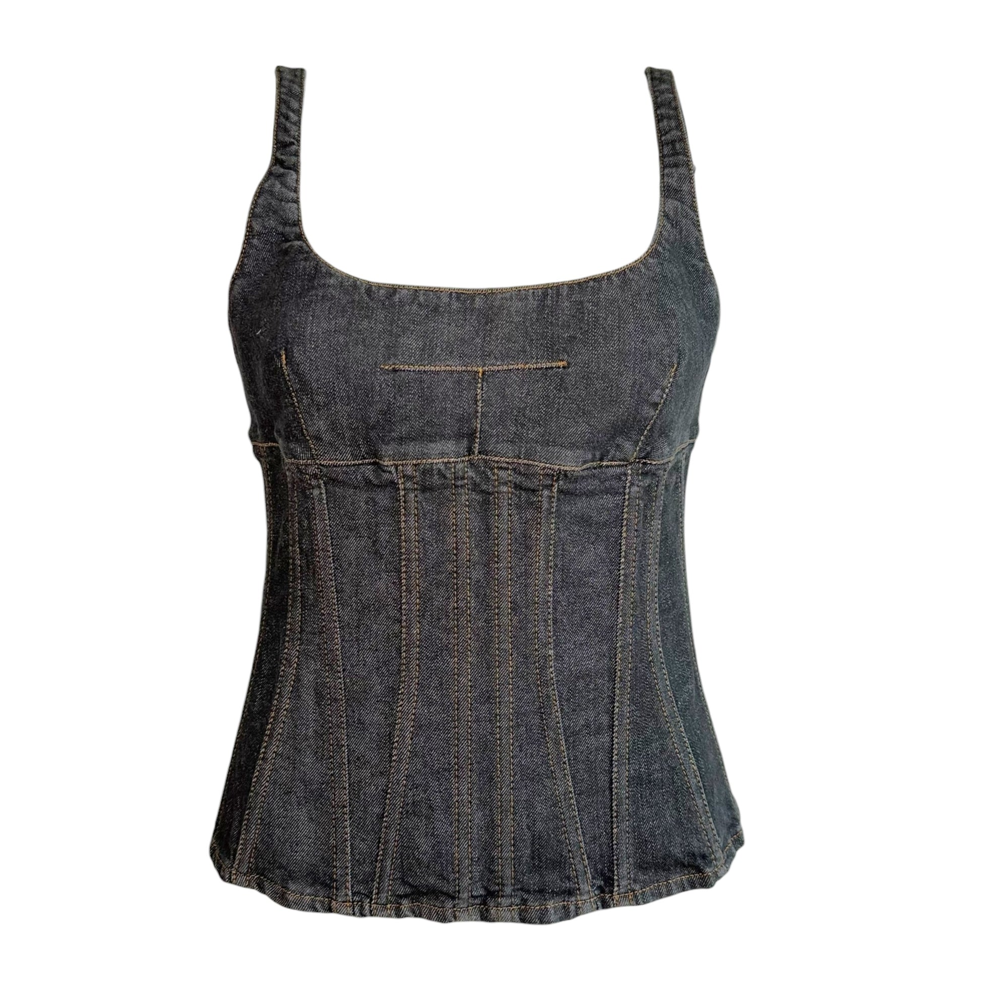 Dolce & Gabbana Dark Wash Denim Corset Top