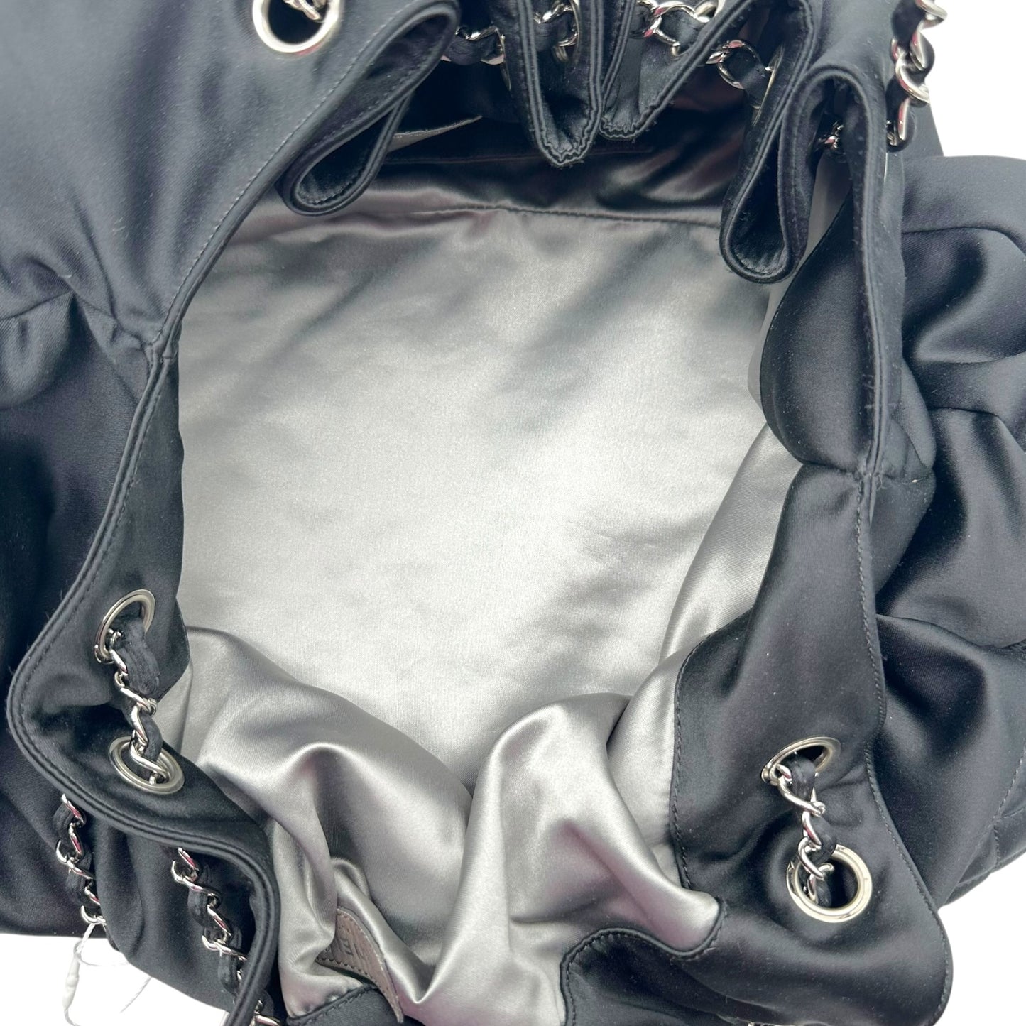 Chanel Black Satin Melrose Cabas Tote Bag