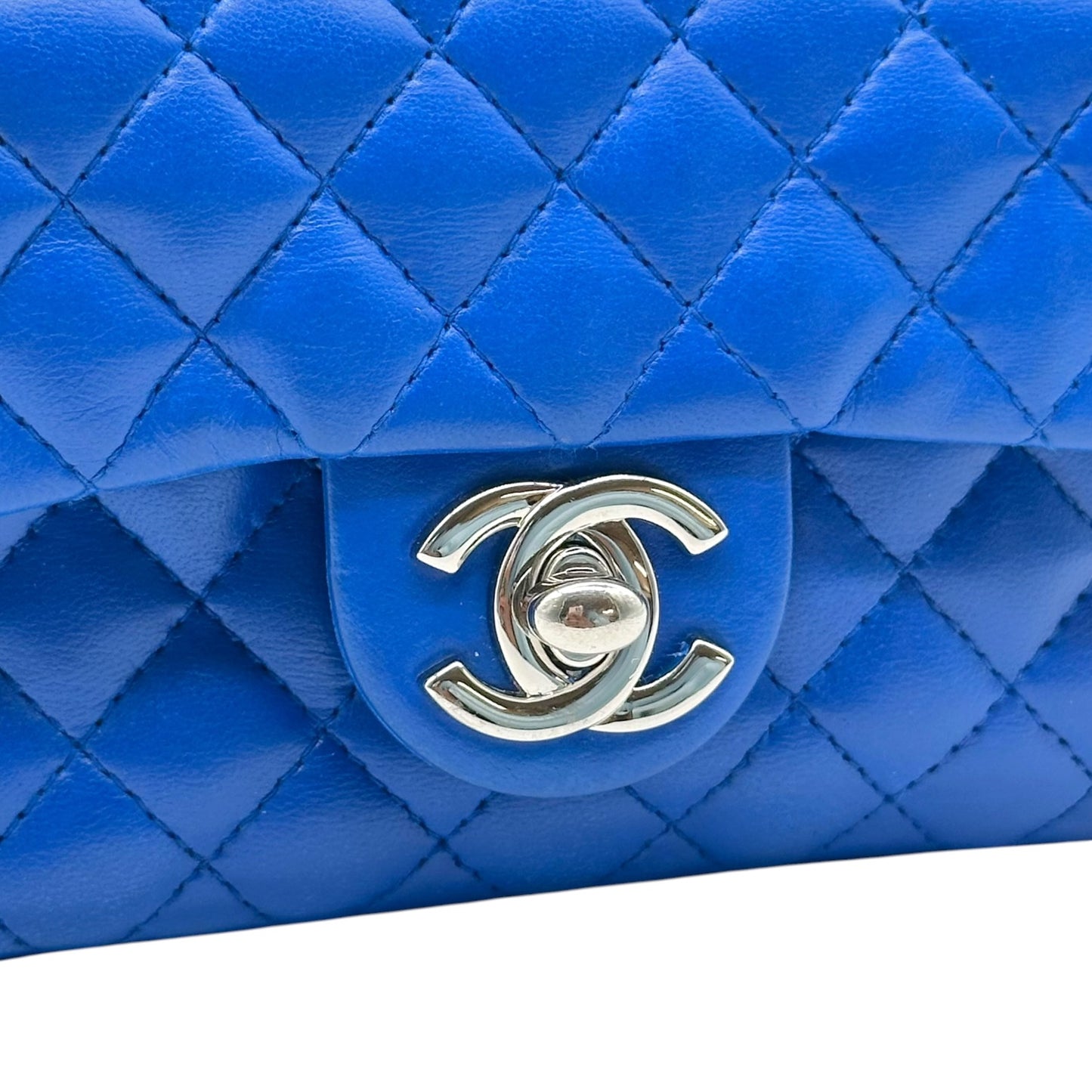 Chanel Cobalt Blue & Silver Matelasse Ladybug Charm Extra Mini Flap 2003-04