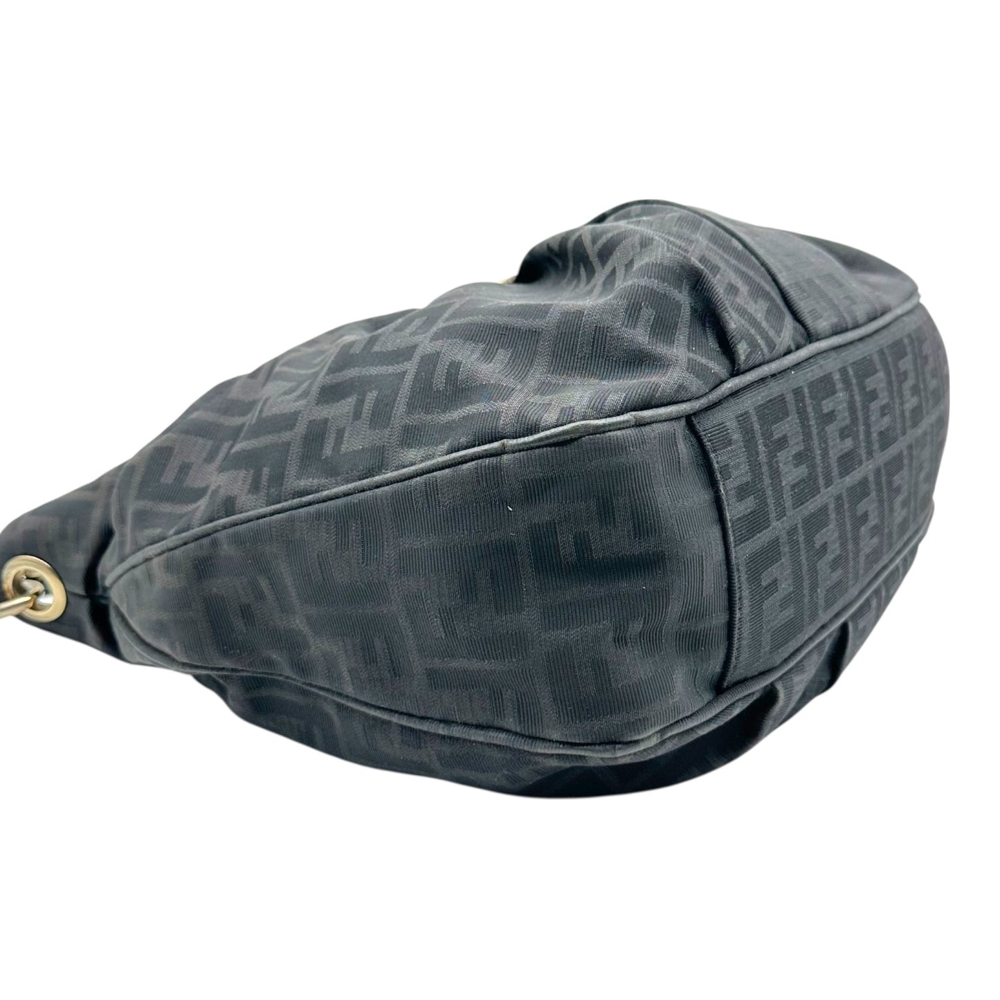 Fendi Black Zucca Monogram Hobo Bag