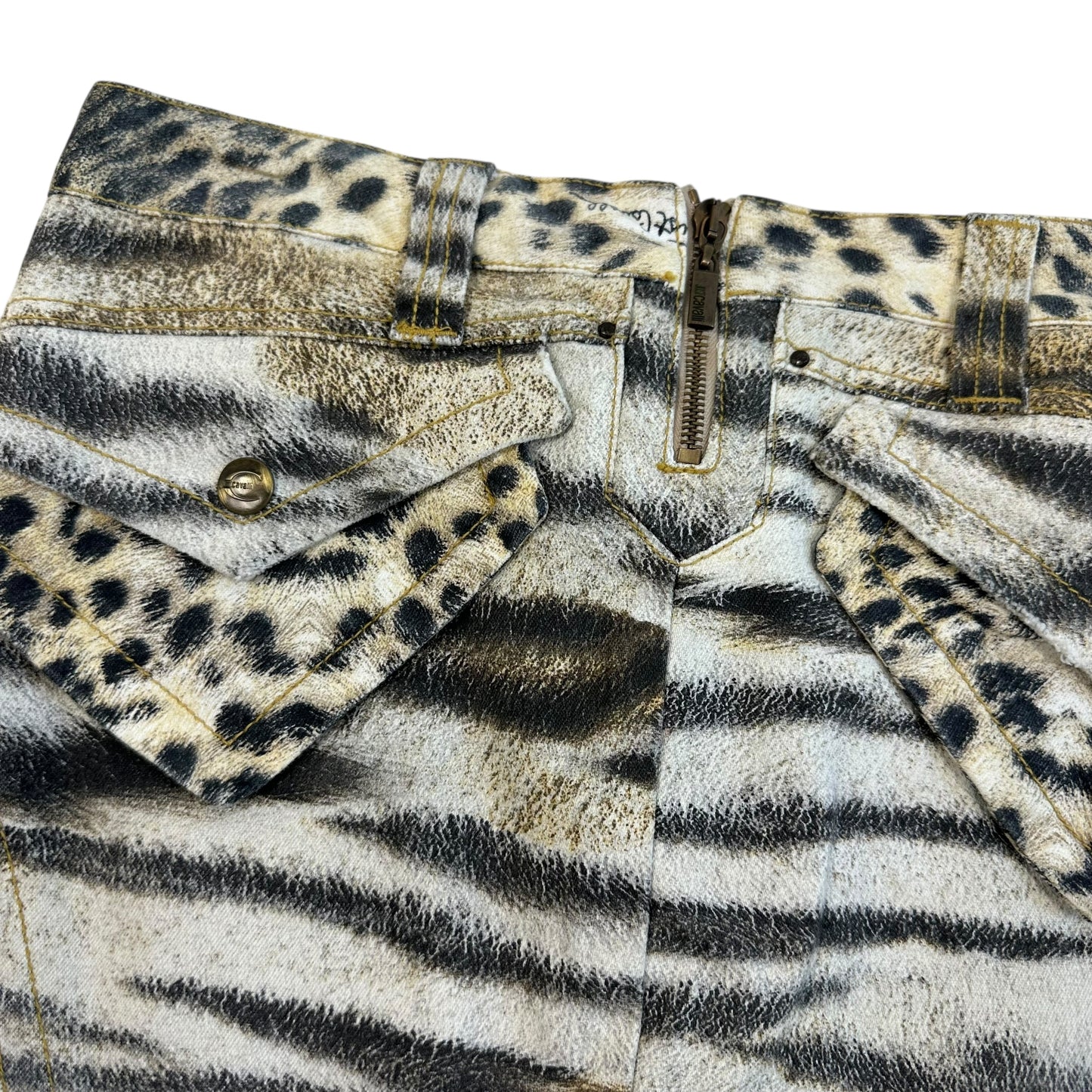 Just Cavalli Roberto Cavalli Animal Print Denim Midi Skirt