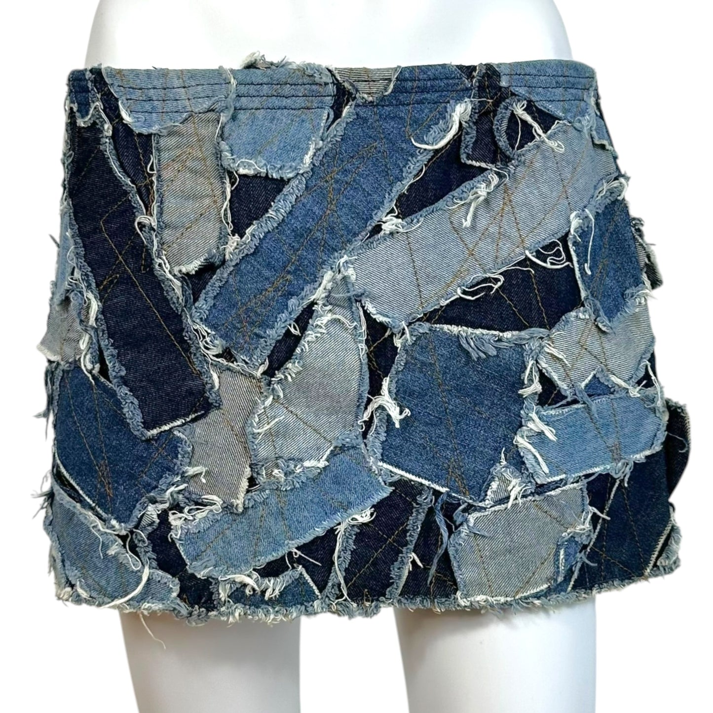 D&G Dolce & Gabbana Denim Patchwork Mini Skirt