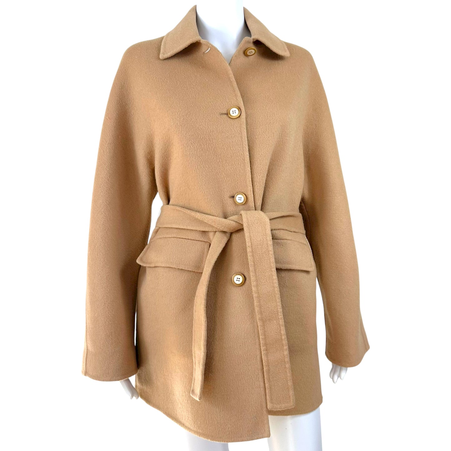 Salvatore Ferragamo Cashmere & Angora Beige Overcoat