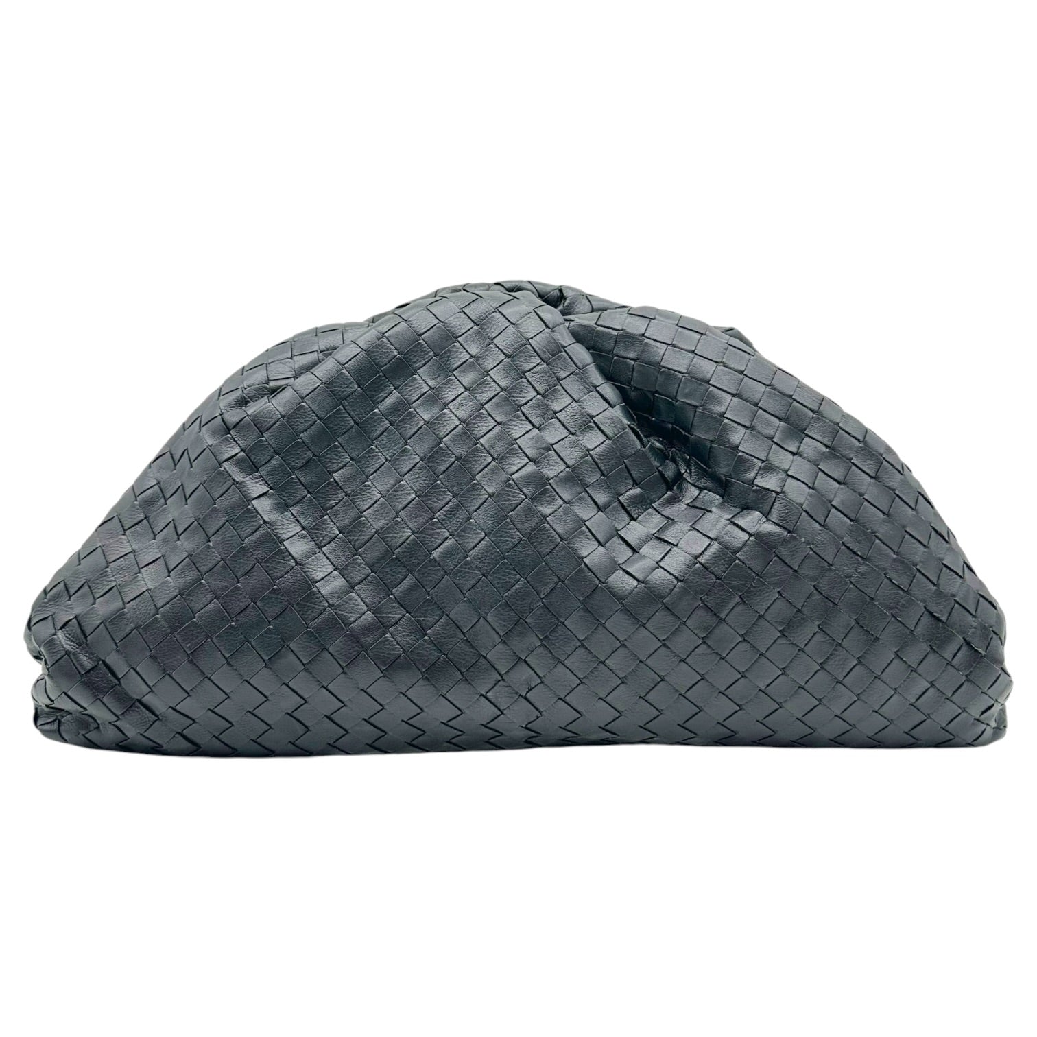Bottega Veneta Black Intrecciato Lambskin Clutch Bag