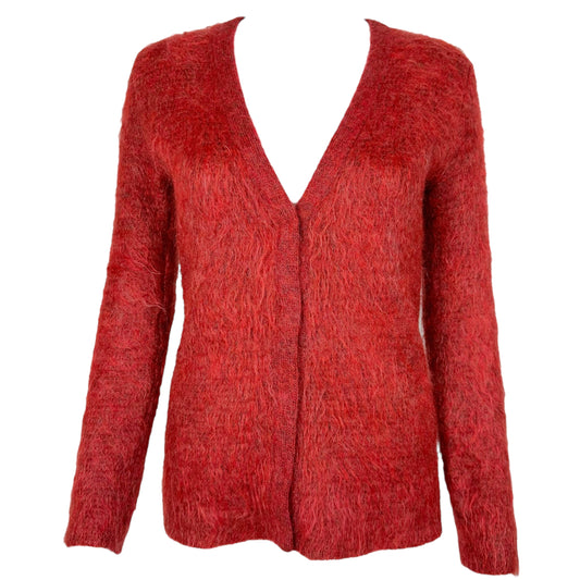 Balenciaga Red Mohair Cardigan Sweater