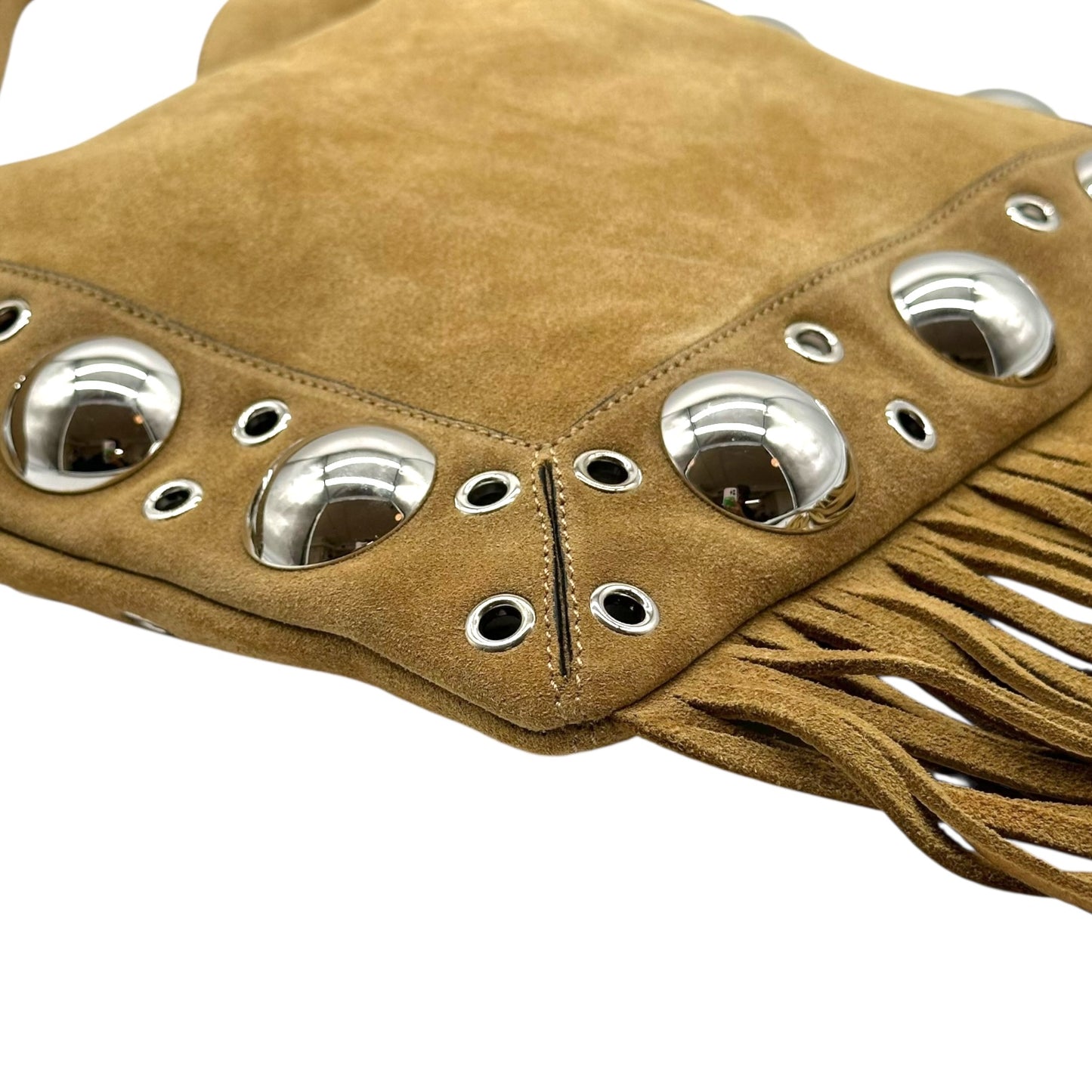 Valentino Garavani Brown Suede Nellcôte Fringe Trim Crossbody Bag