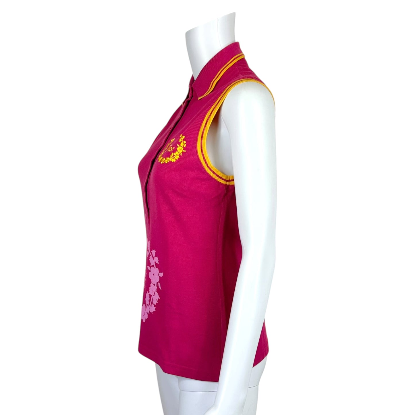 Christian Dior F/W 2004 Hot Pink & Yellow Sleeveless Logo Polo