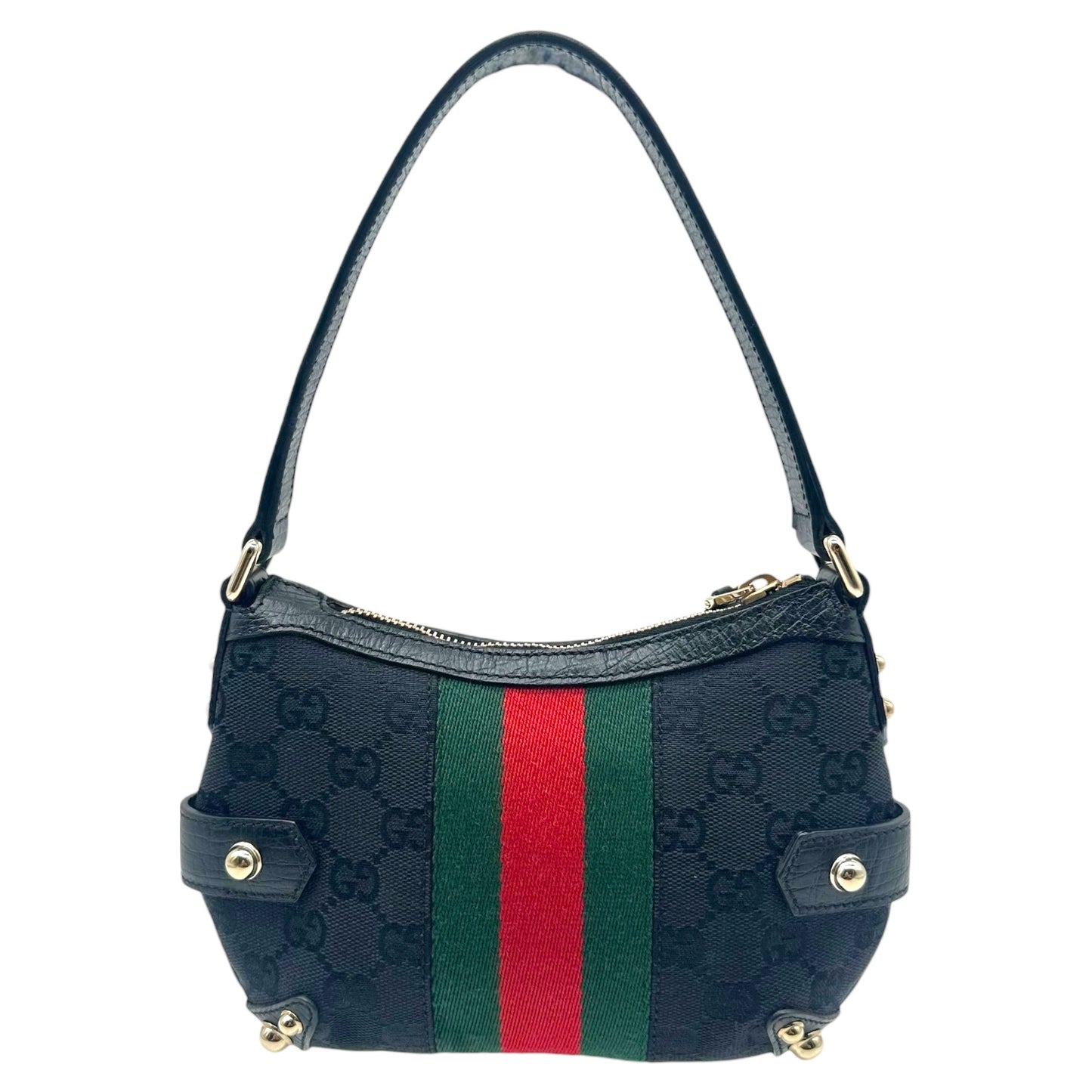 Gucci by Tom Ford Black Monogram & Stripe Horsebit Pochette Bag
