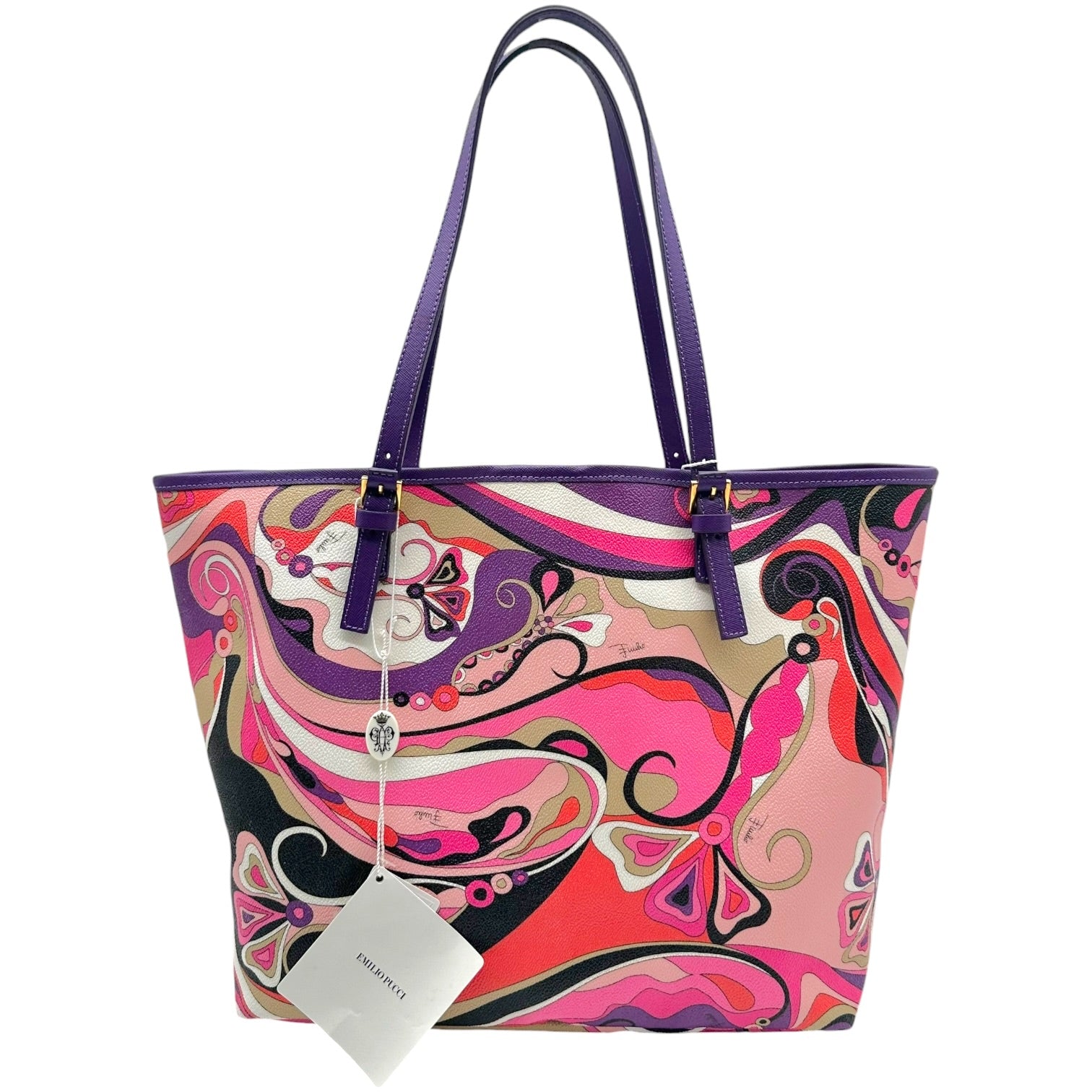 Emilio Pucci Small Canvas Tote Bag Pink Purple Print