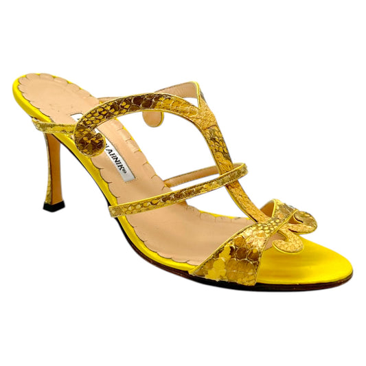 Manolo Blahnik Yellow Python 'Butterfly' Heeled Sandals - Outfit Repeater