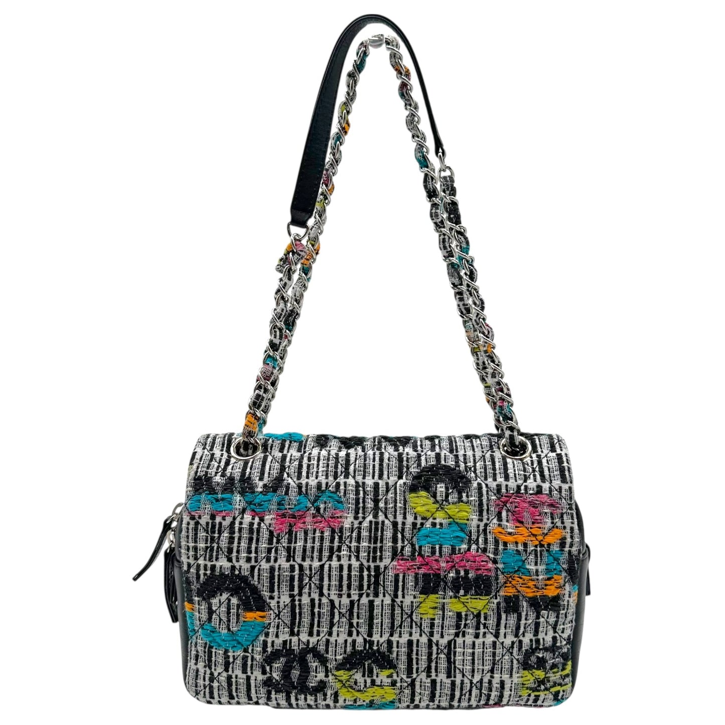 Chanel Multicolor Tweed Logo Medium Flap Bag 2015-16