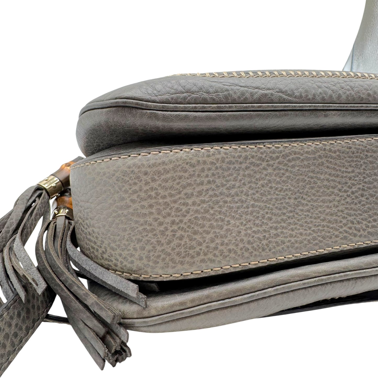 Gucci Gray Leather Bamboo Top Handle 2-Way Bag