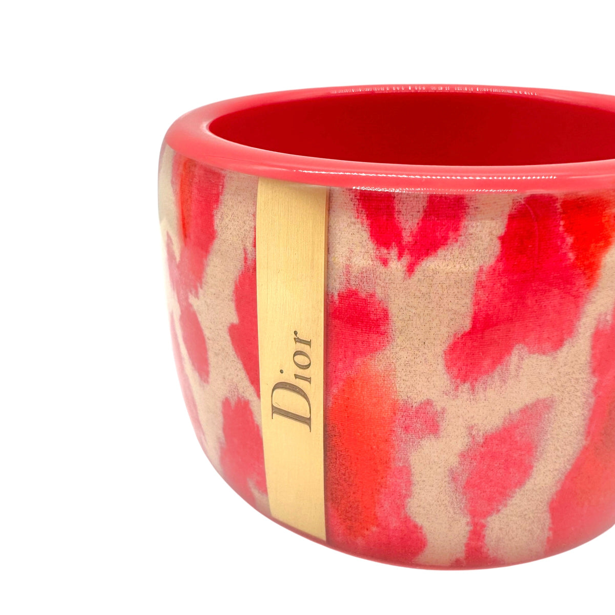 Christian Dior Chunky Bangle Bracelet Hot Pink Gold Leopard Print