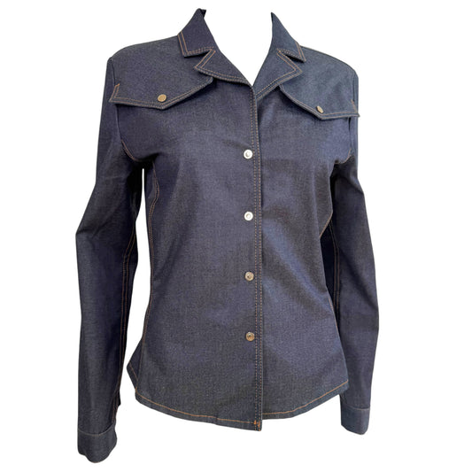 Gucci Denim Button Up Shirt Jacket Dark Wash 1990s