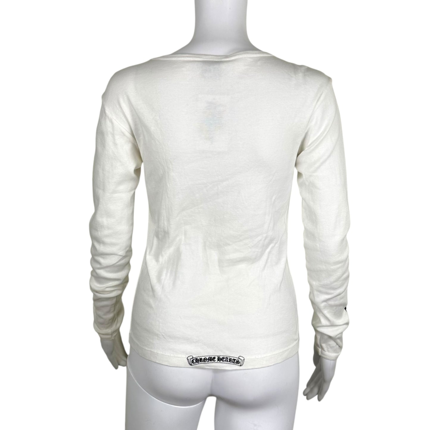 Chrome Hearts Vintage White Logo Print Long Sleeve T-Shirt