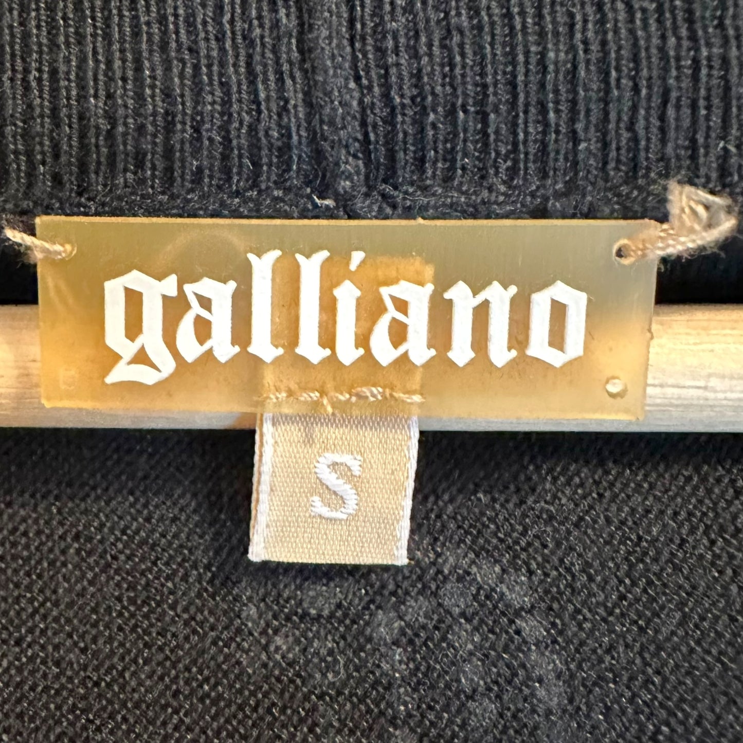 Galliano Black Silk Knit Rhinestone Logo 1/2 Sleeve Bolero