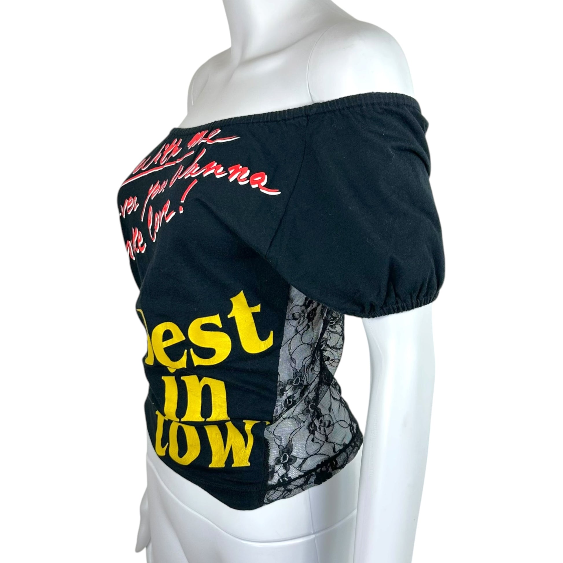 Dolce & Gabbana Black Graphic T-Shirt With Lace Back