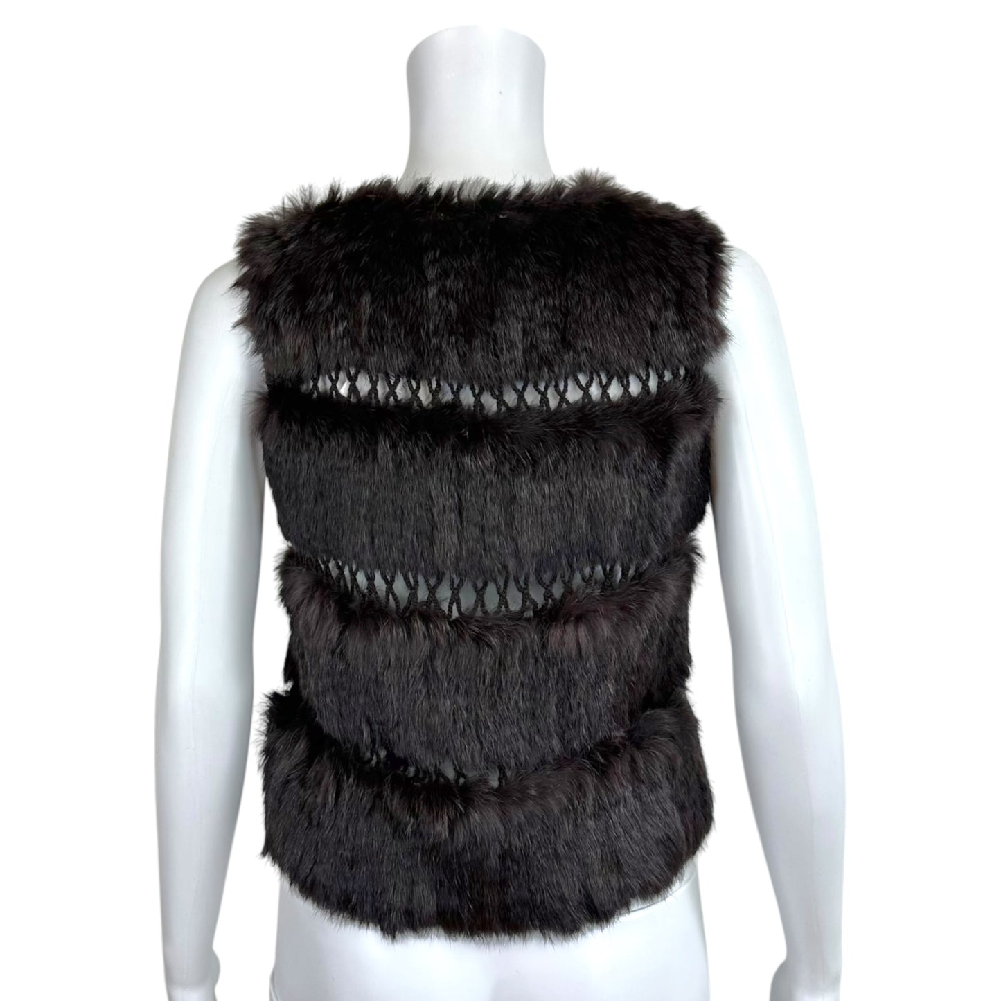 BCBGMaxAzria Brown Rabbit Fur Vest
