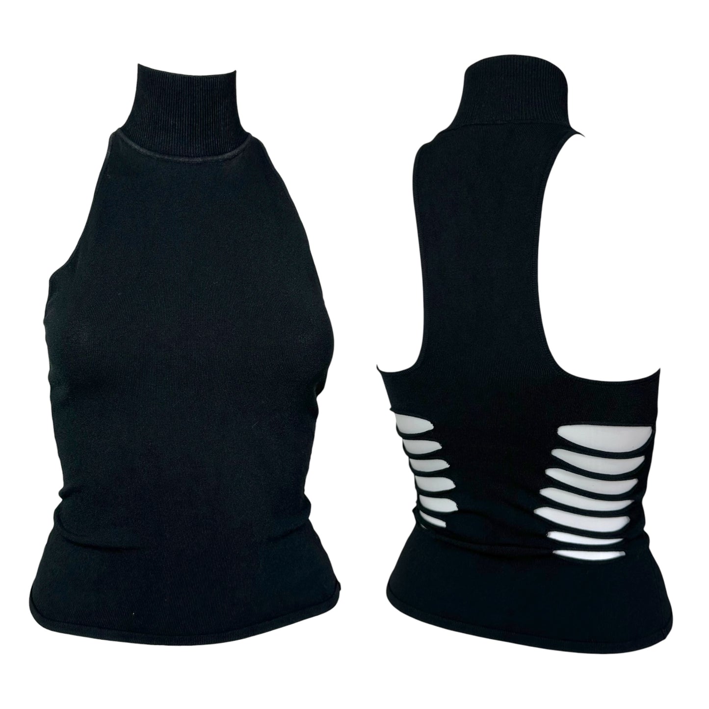 Gianni Versace Cut-Out Side Sleeveless Mock-Neck Tank