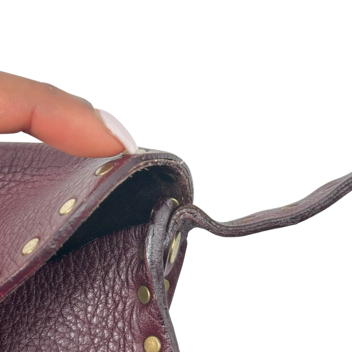 Celine Burgundy Leather Studded Shoulder Bag